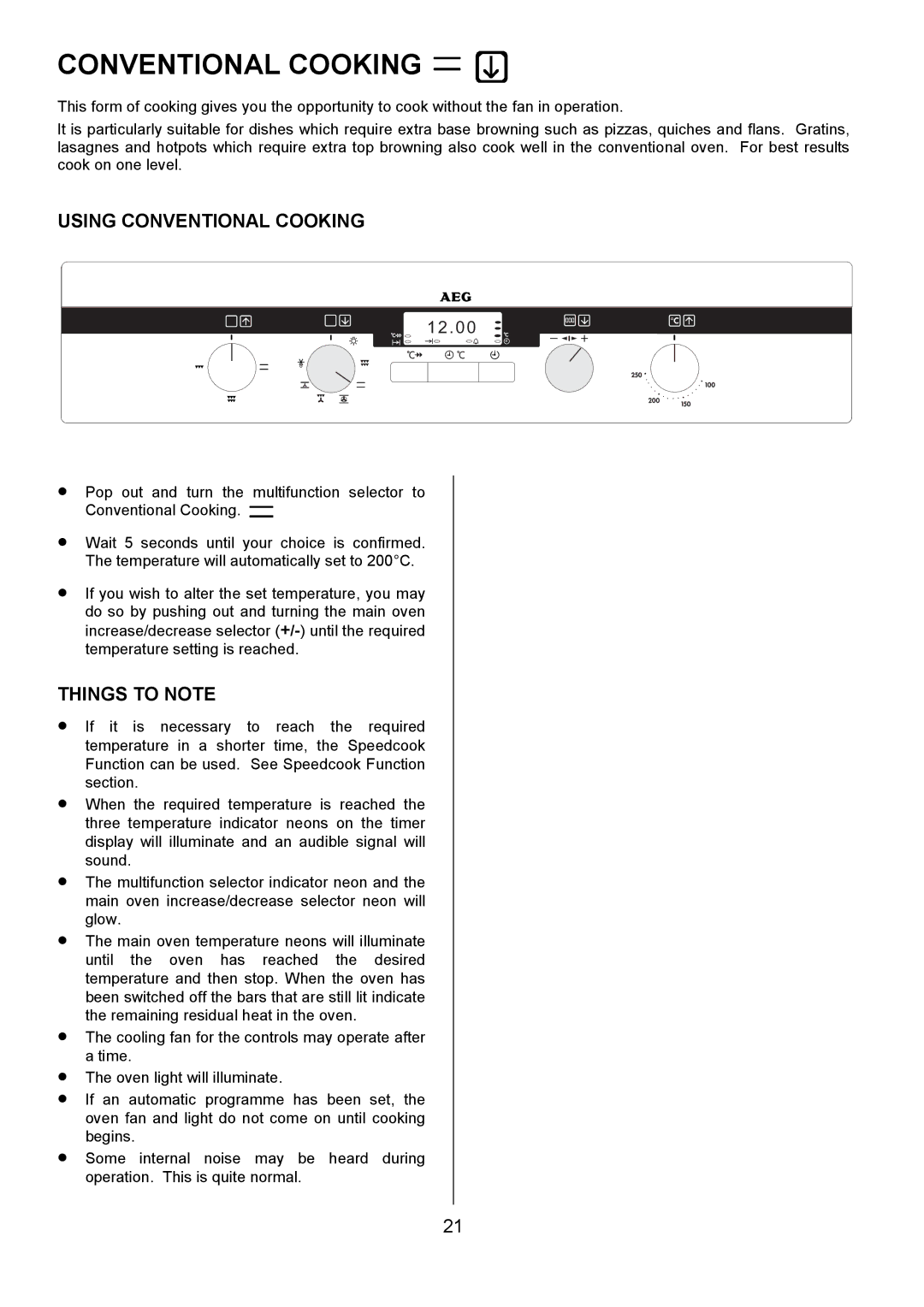 Electrolux D5701-4 manual Using Conventional Cooking 