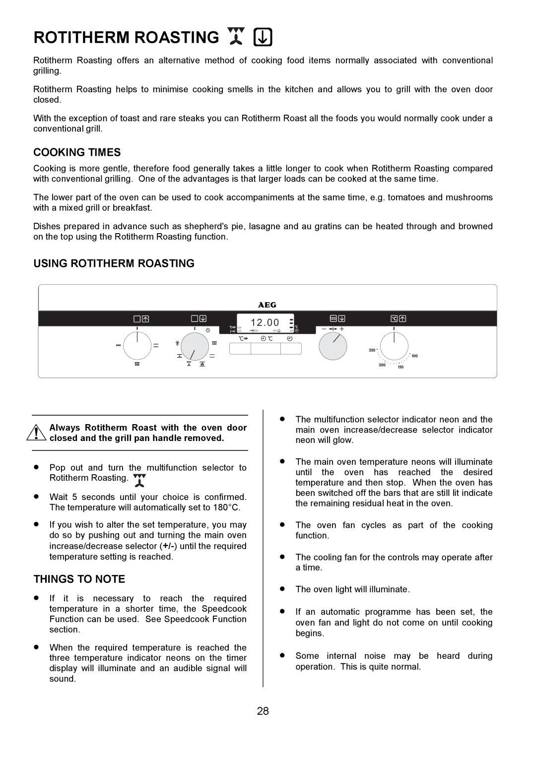 Electrolux D5701-4 manual Cooking Times, Using Rotitherm Roasting 