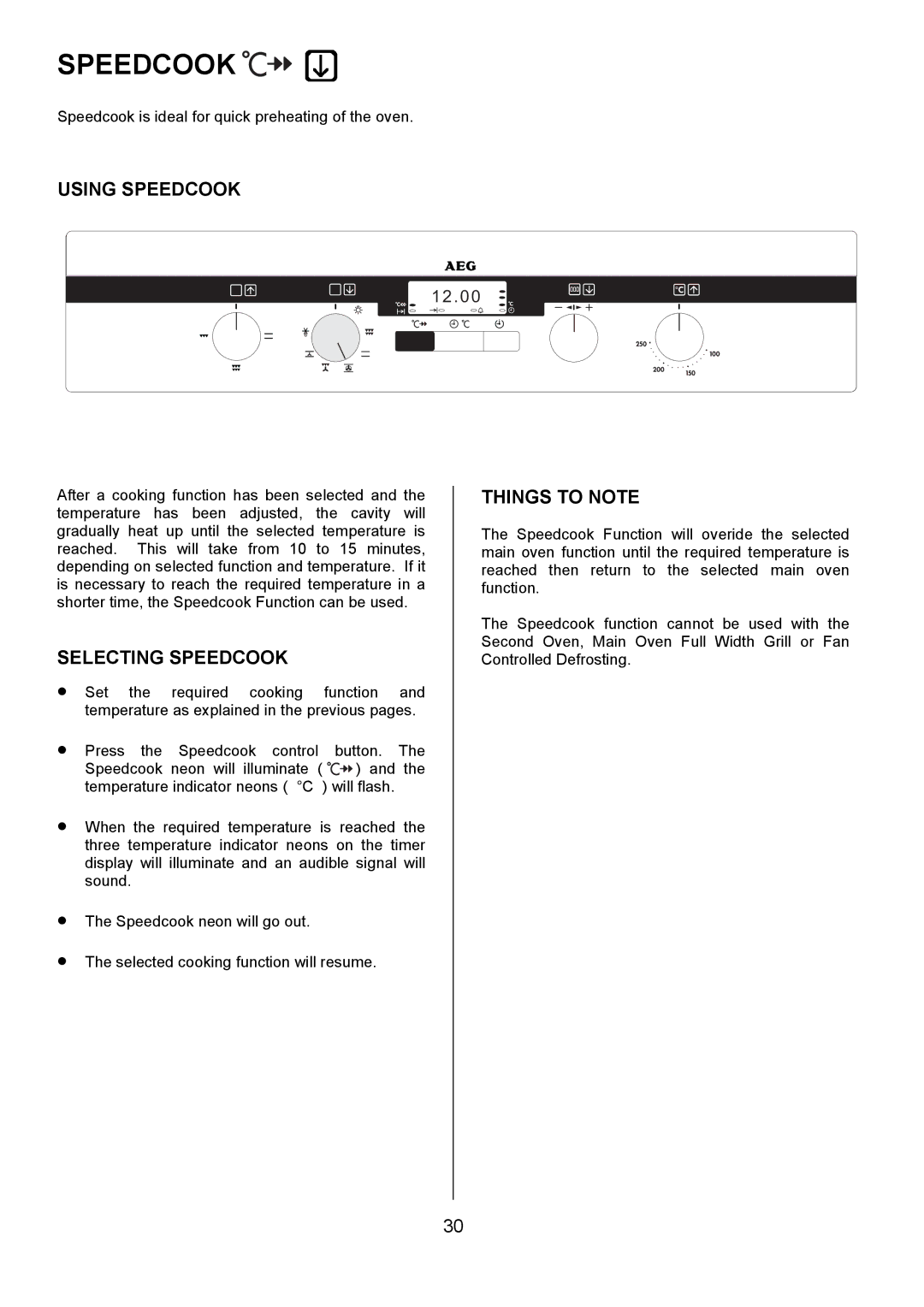 Electrolux D5701-4 manual Using Speedcook, Selecting Speedcook 