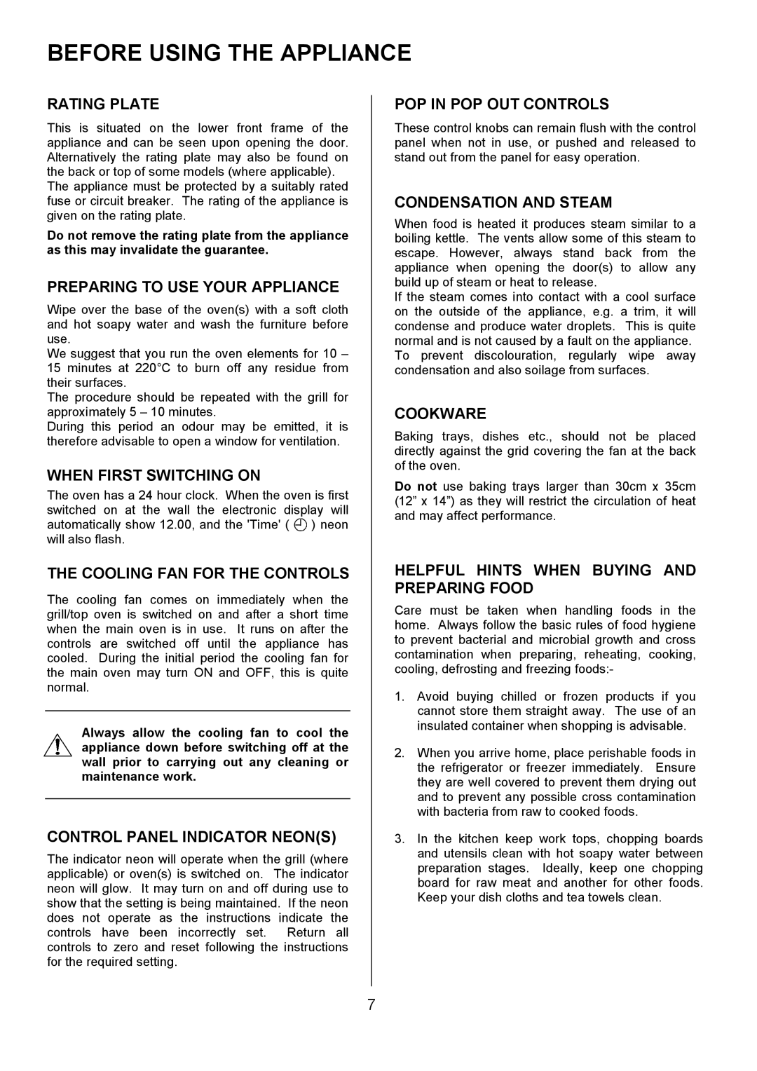 Electrolux D5701-4 manual Before Using the Appliance 