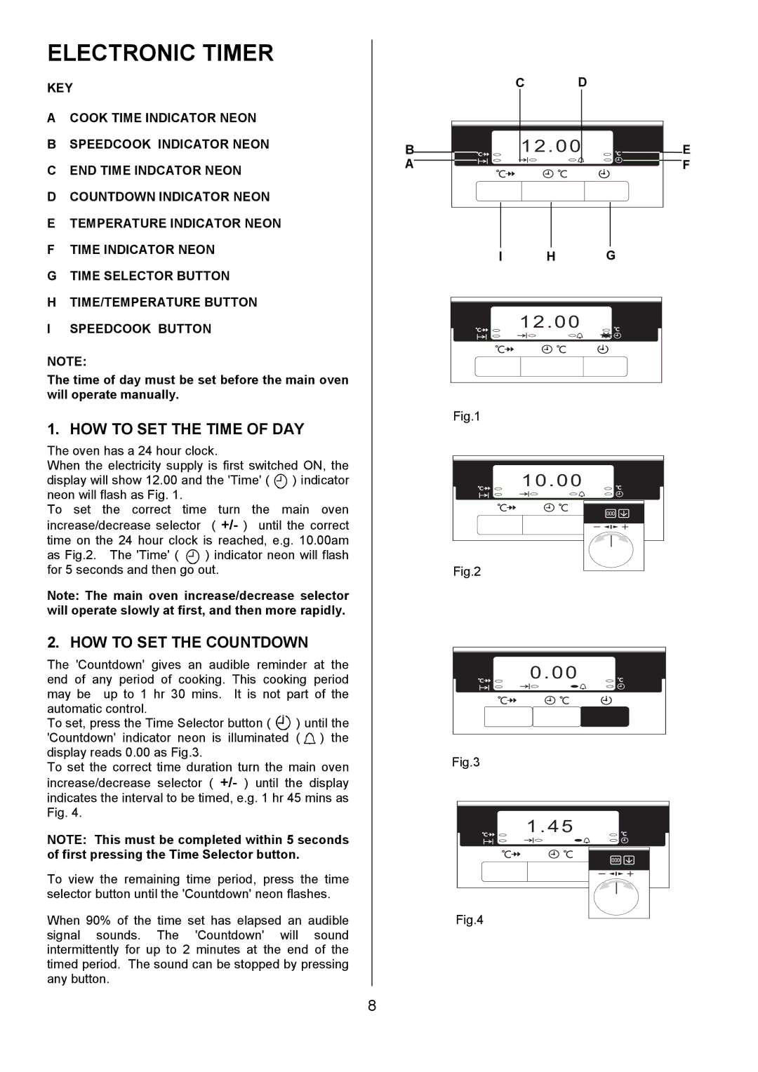 Electrolux D5701-4 manual Electronic Timer, HOW to SET the Time of DAY, HOW to SET the Countdown 