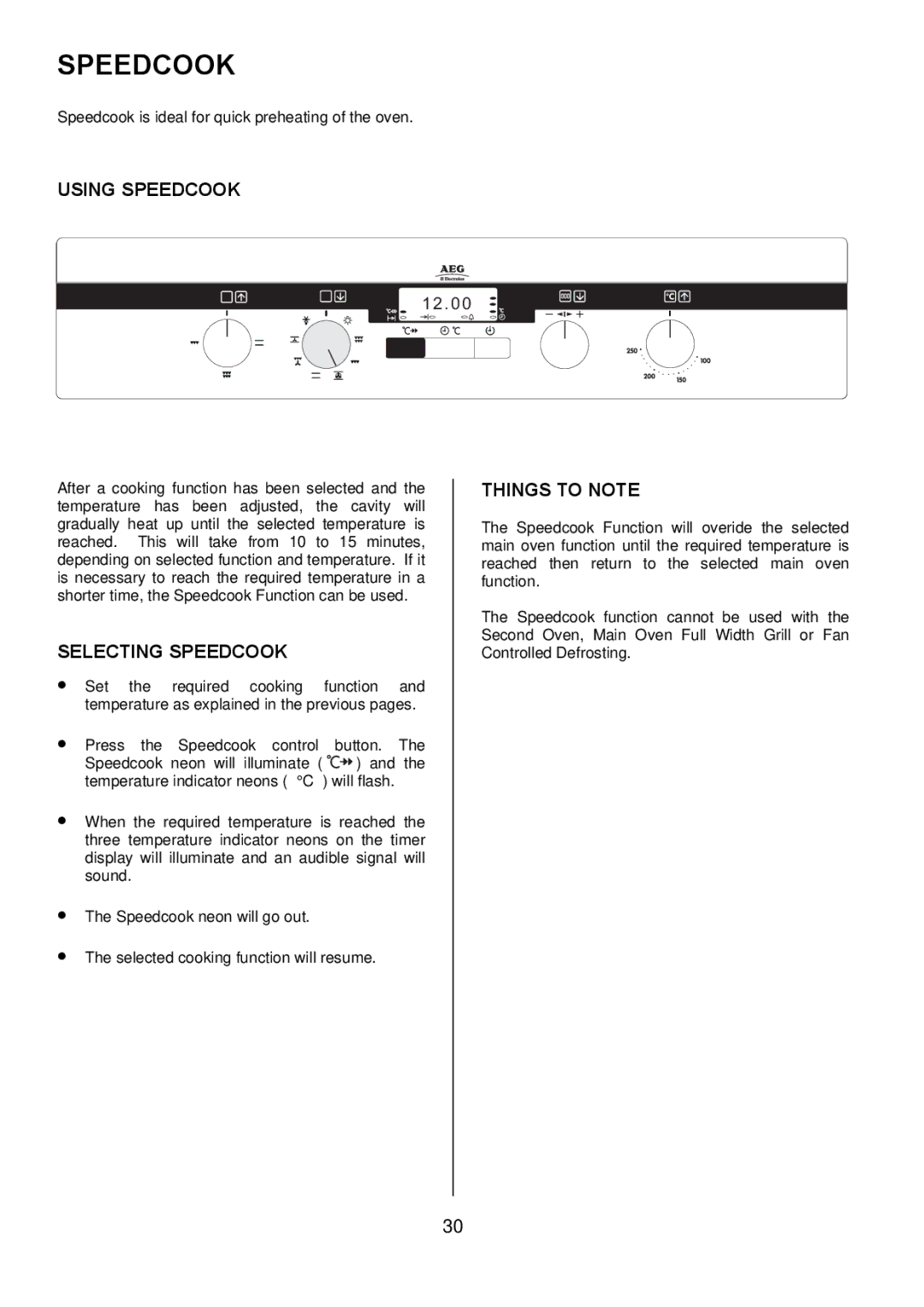 Electrolux D5701-5 manual Using Speedcook, Selecting Speedcook 