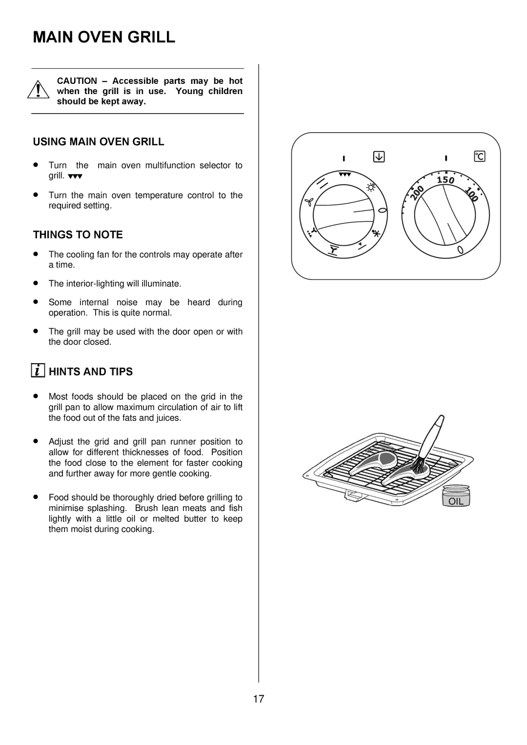 Electrolux D67000VF manual Using Main Oven Grill 