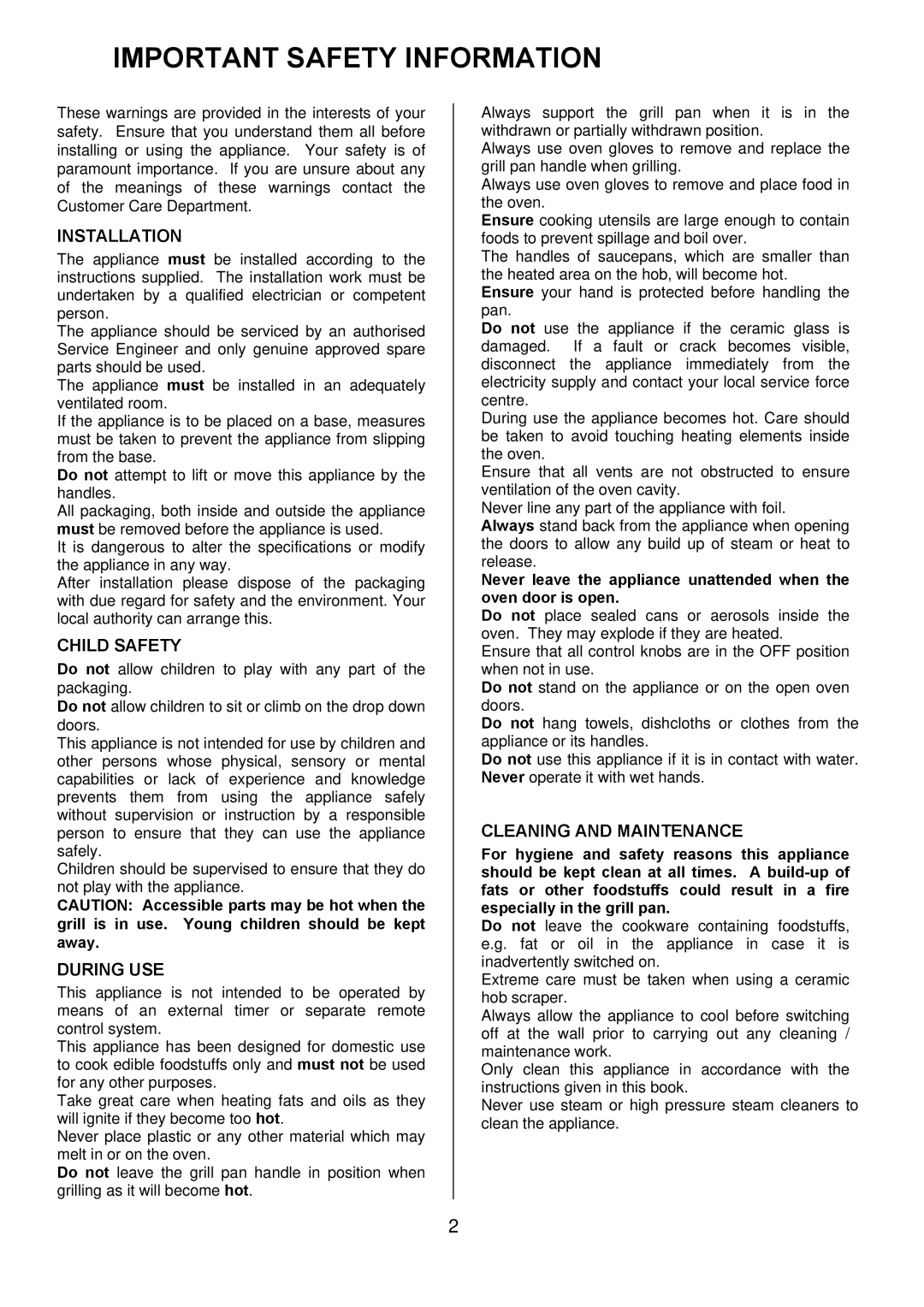 Electrolux D67000VF manual Important Safety Information, Installation 