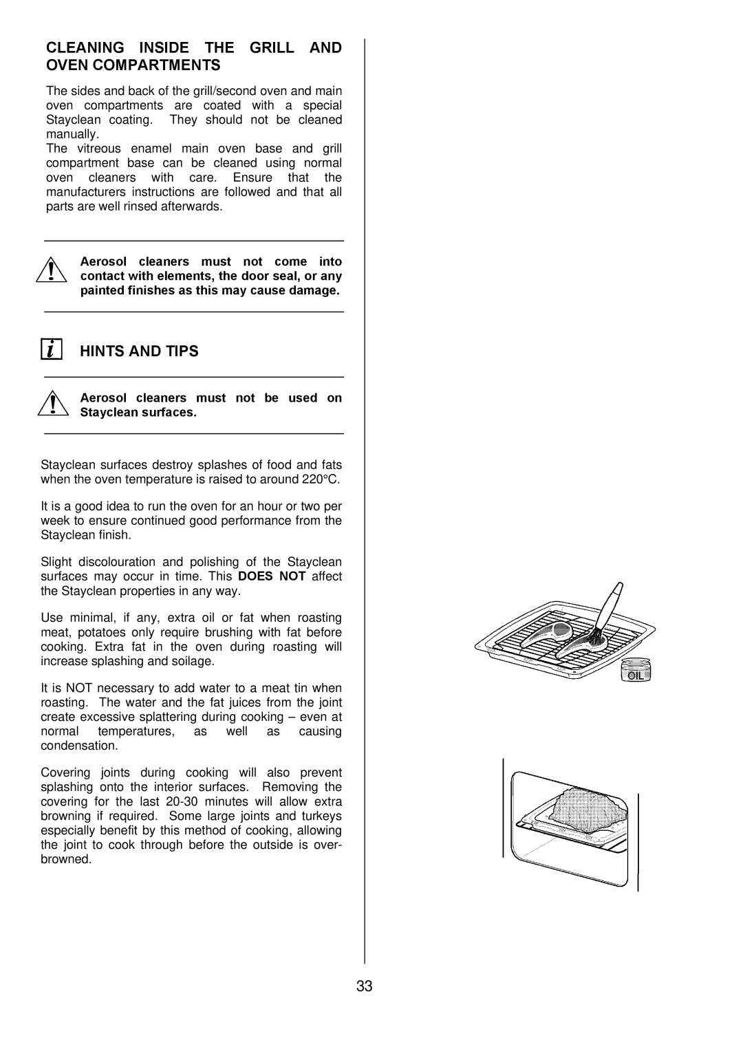 Electrolux D67000VF manual Cleaning Inside the Grill and Oven Compartments 