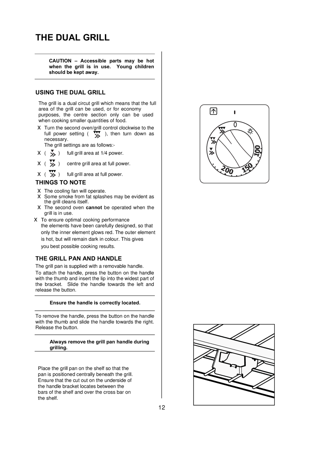 Electrolux D77000 user manual Using the Dual Grill, Grill PAN and Handle, Ensure the handle is correctly located 