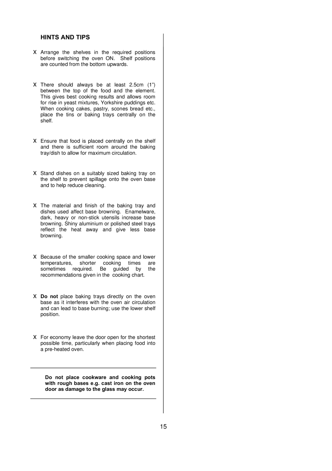 Electrolux D77000 user manual Pre-heated oven 