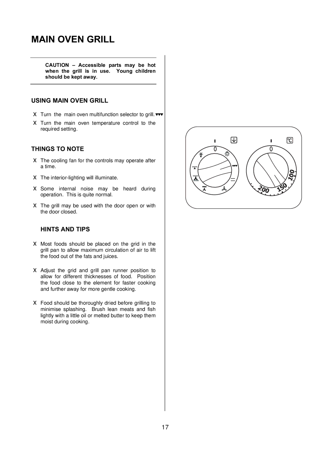 Electrolux D77000 user manual Using Main Oven Grill 