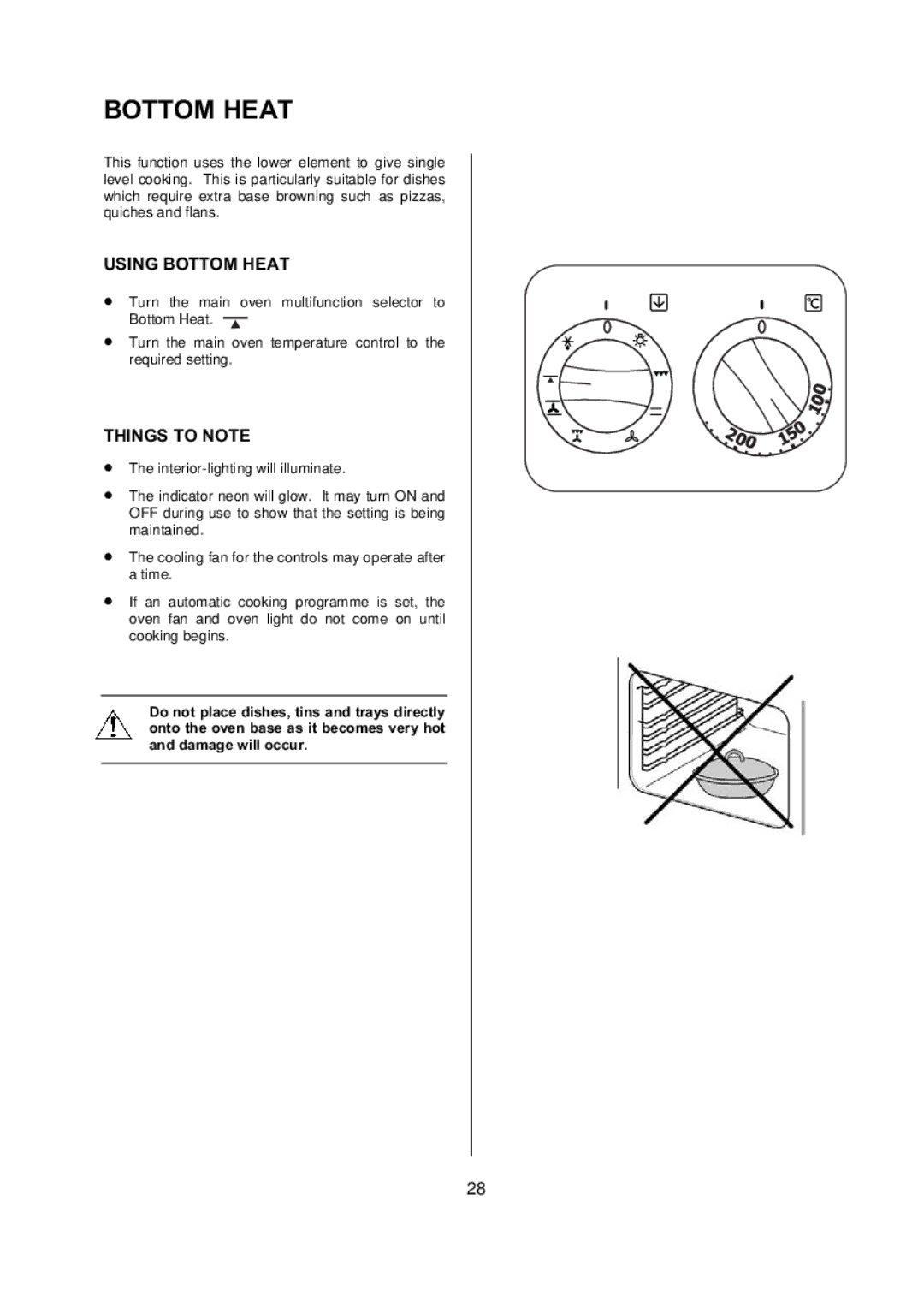 Electrolux D77000 user manual Using Bottom Heat 