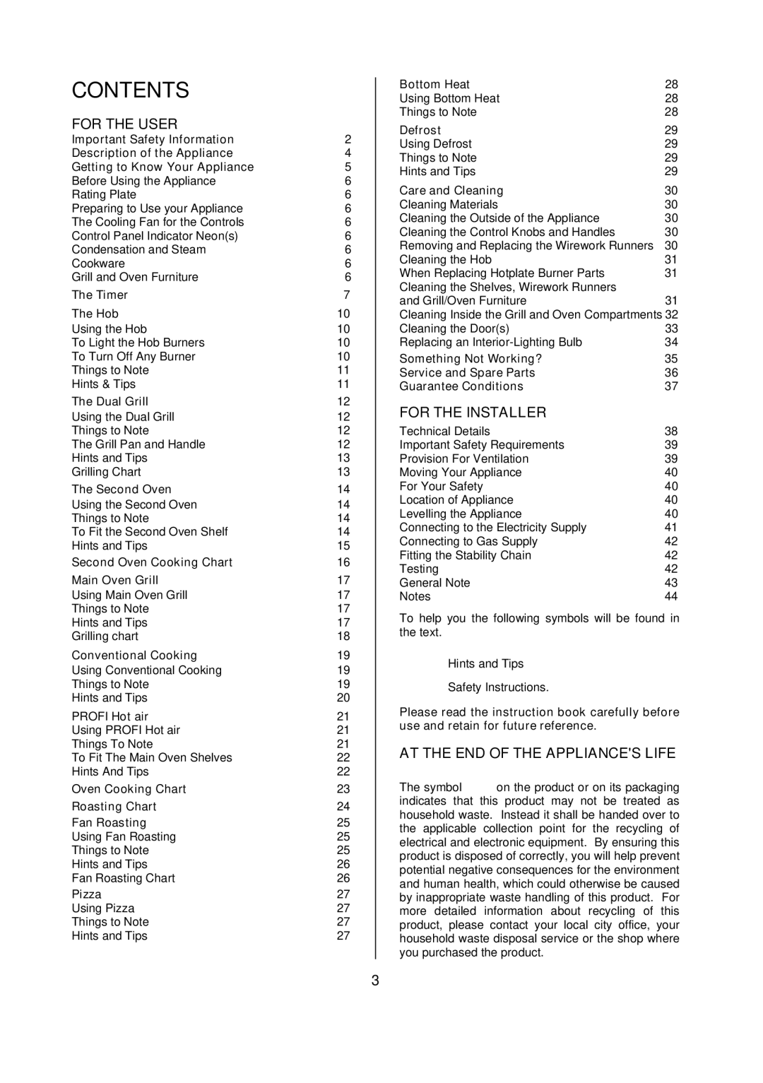 Electrolux D77000 user manual Contents 