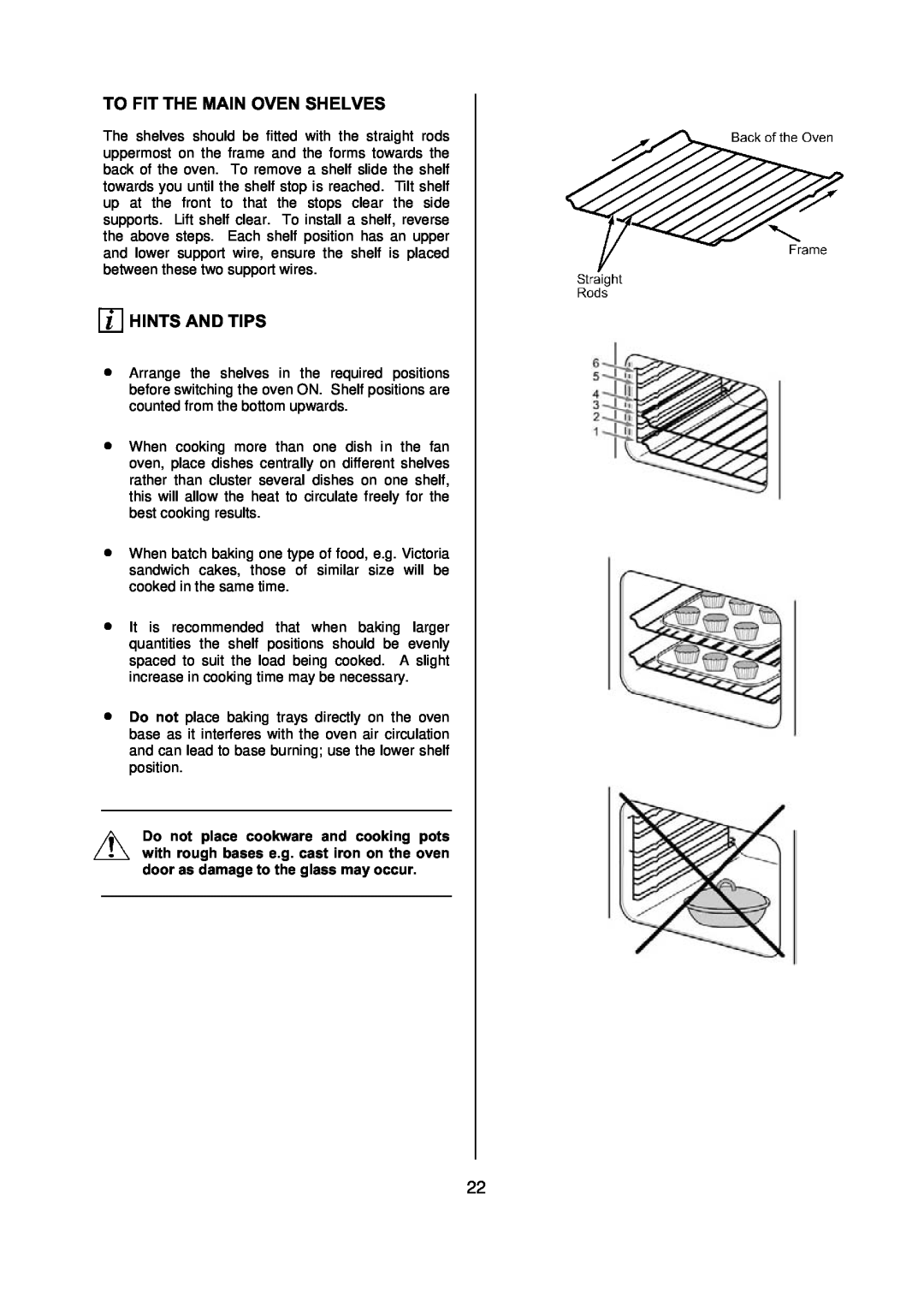 Electrolux D77000 user manual To Fit The Main Oven Shelves, Hints And Tips 
