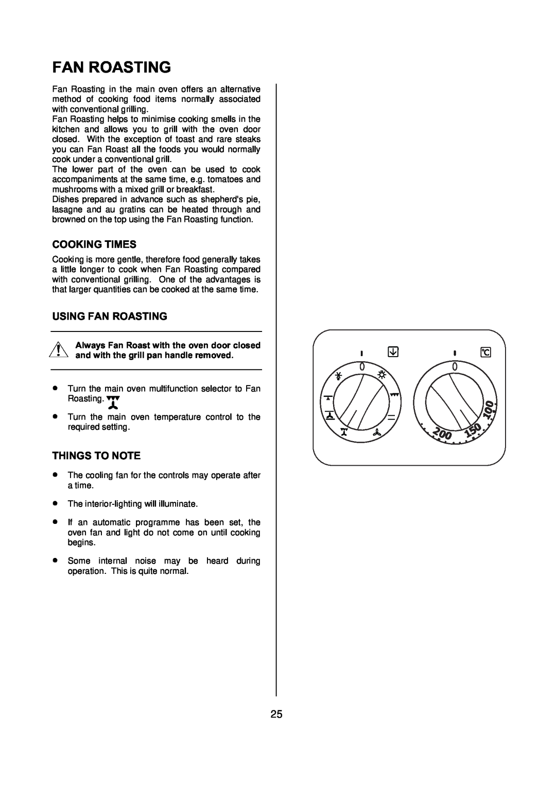 Electrolux D77000 user manual Cooking Times, Using Fan Roasting, Things To Note 