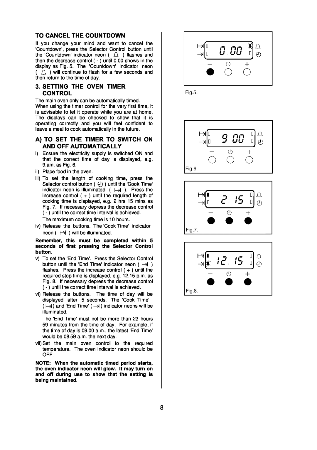 Electrolux D77000 user manual To Cancel The Countdown, Setting The Oven Timer Control 