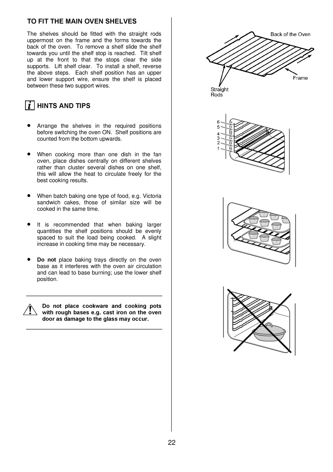 Electrolux D77000GF operating instructions To FIT the Main Oven Shelves 