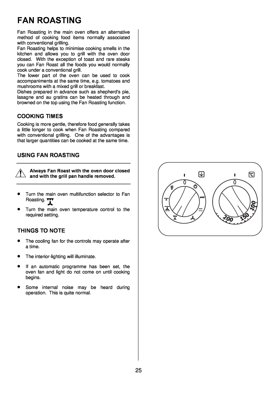 Electrolux D77000GF operating instructions Cooking Times, Using Fan Roasting, Things To Note 