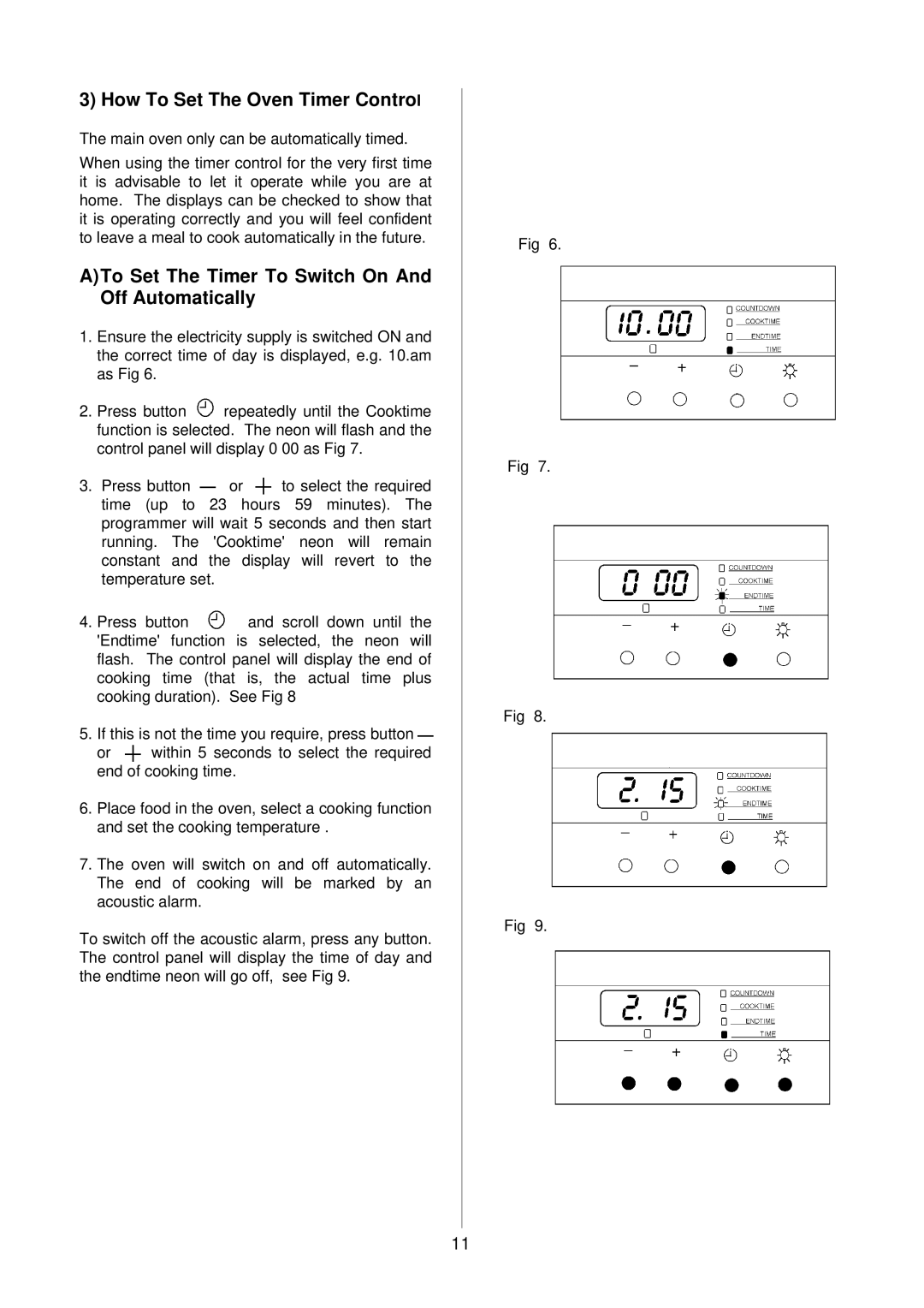 Electrolux D8100-1 operating instructions How To Set The Oven Timer Control 