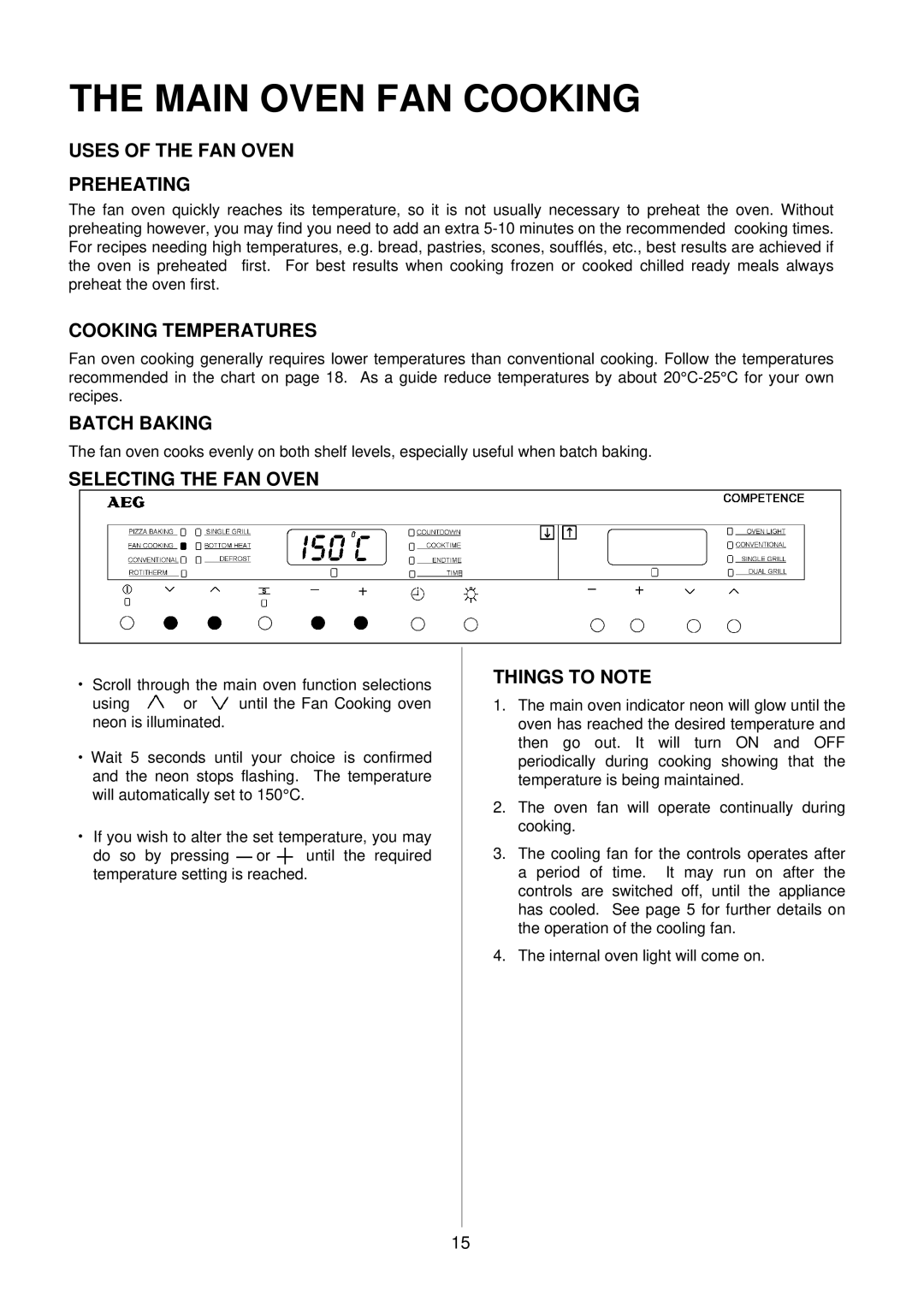 Electrolux D8100-1 operating instructions Main Oven FAN Cooking 