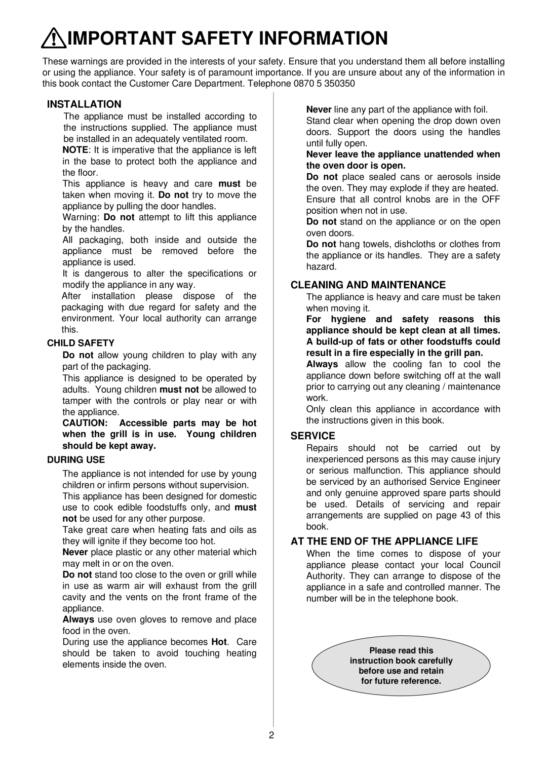 Electrolux D8100-1 operating instructions Important Safety Information 