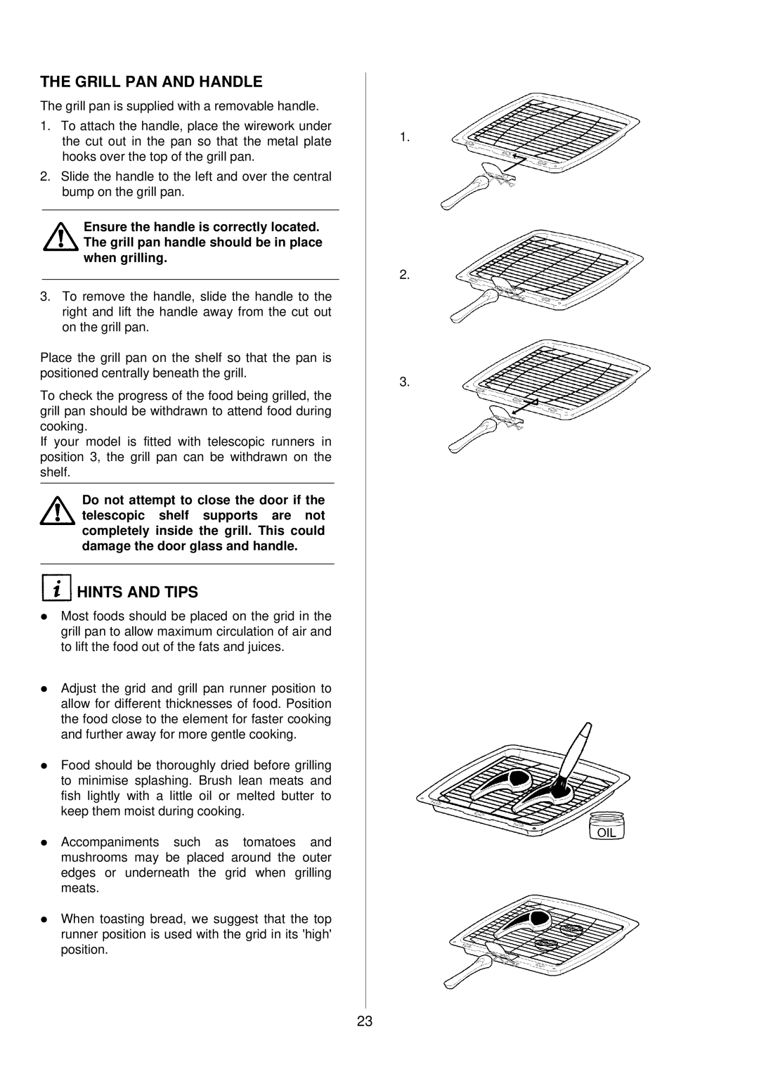 Electrolux D8100-1 operating instructions Grill PAN and Handle 