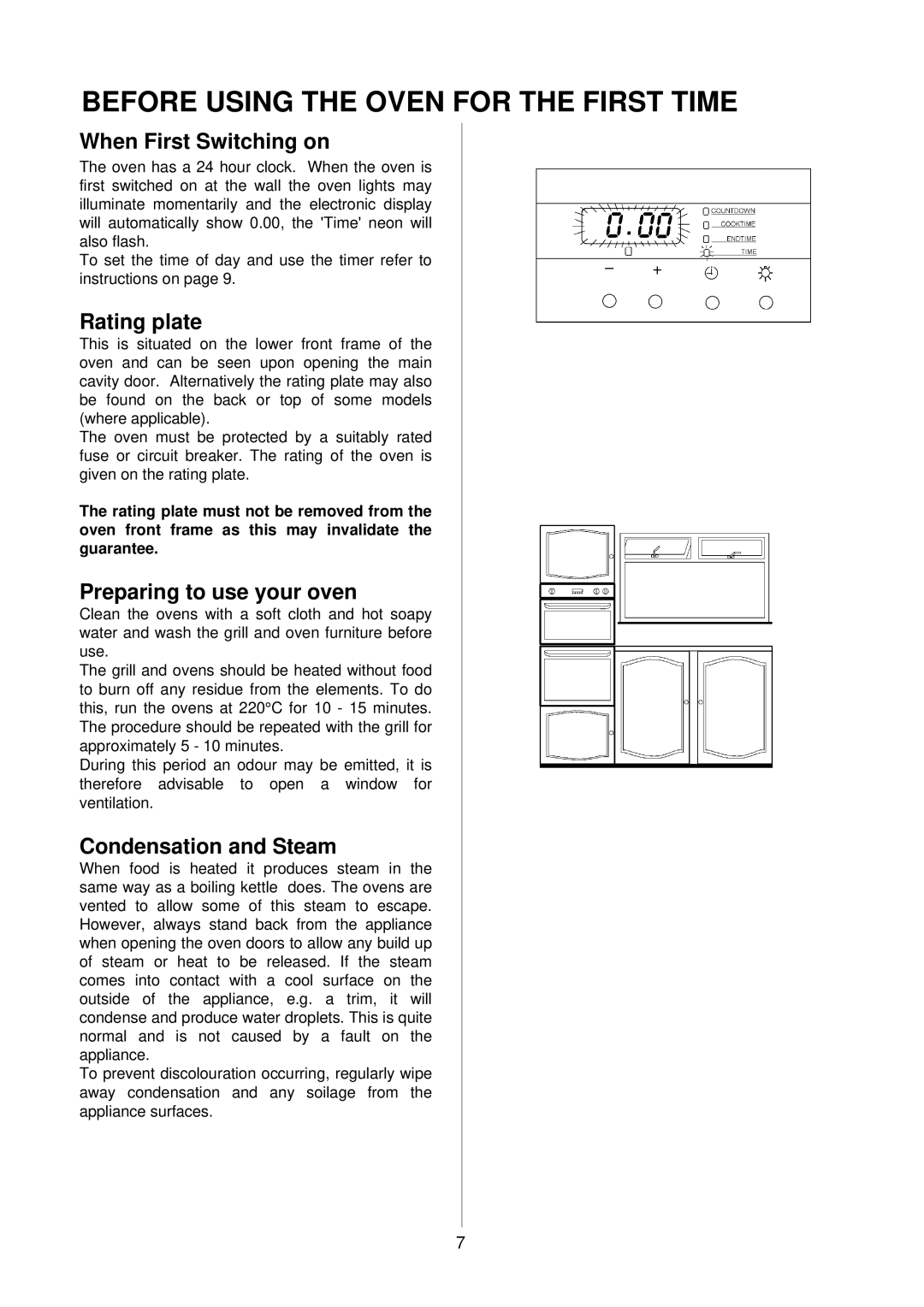 Electrolux D8100-1 operating instructions Before Using the Oven for the First Time 