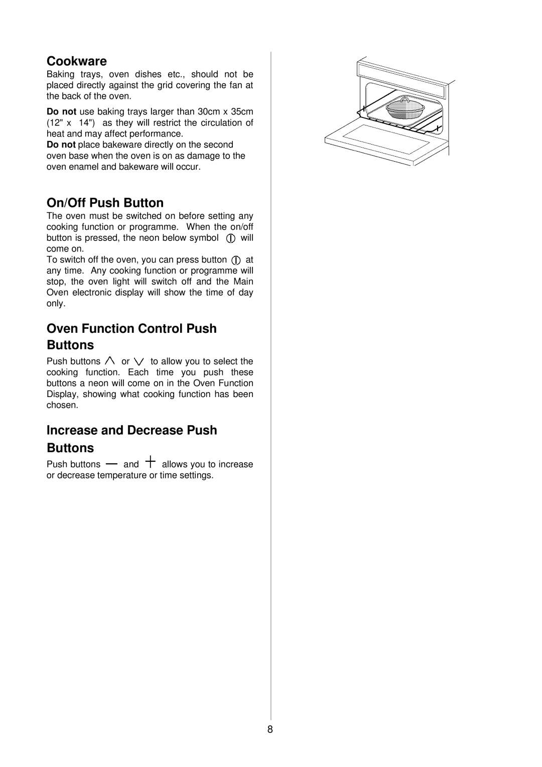 Electrolux D8100-1 operating instructions Increase and Decrease Push Buttons 