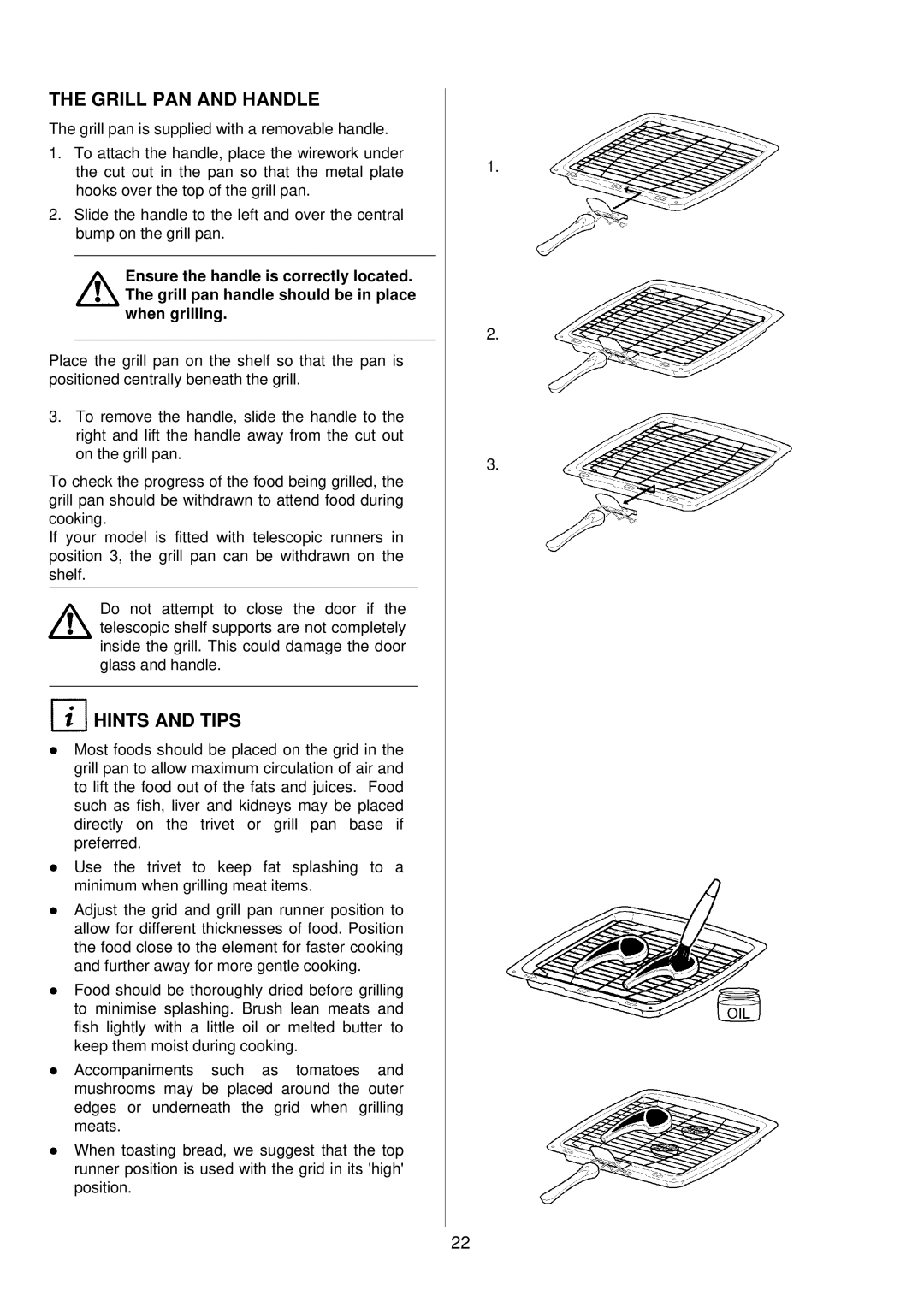 Electrolux D81000, D81005 installation instructions Grill PAN and Handle 