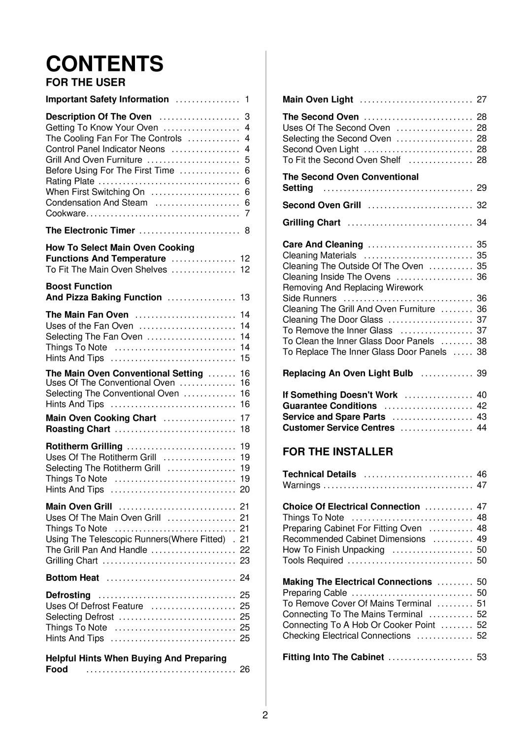 Electrolux D81000, D81005 installation instructions Contents 