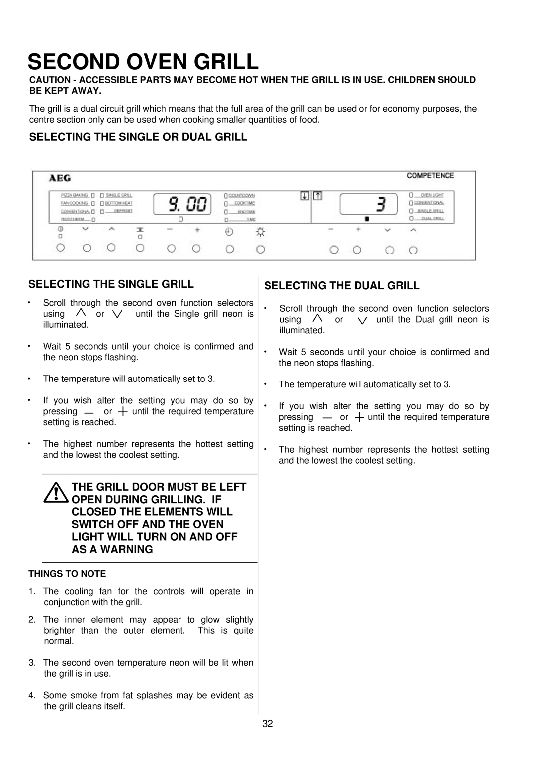 Electrolux D81000, D81005 installation instructions Second Oven Grill, Selecting the Dual Grill 