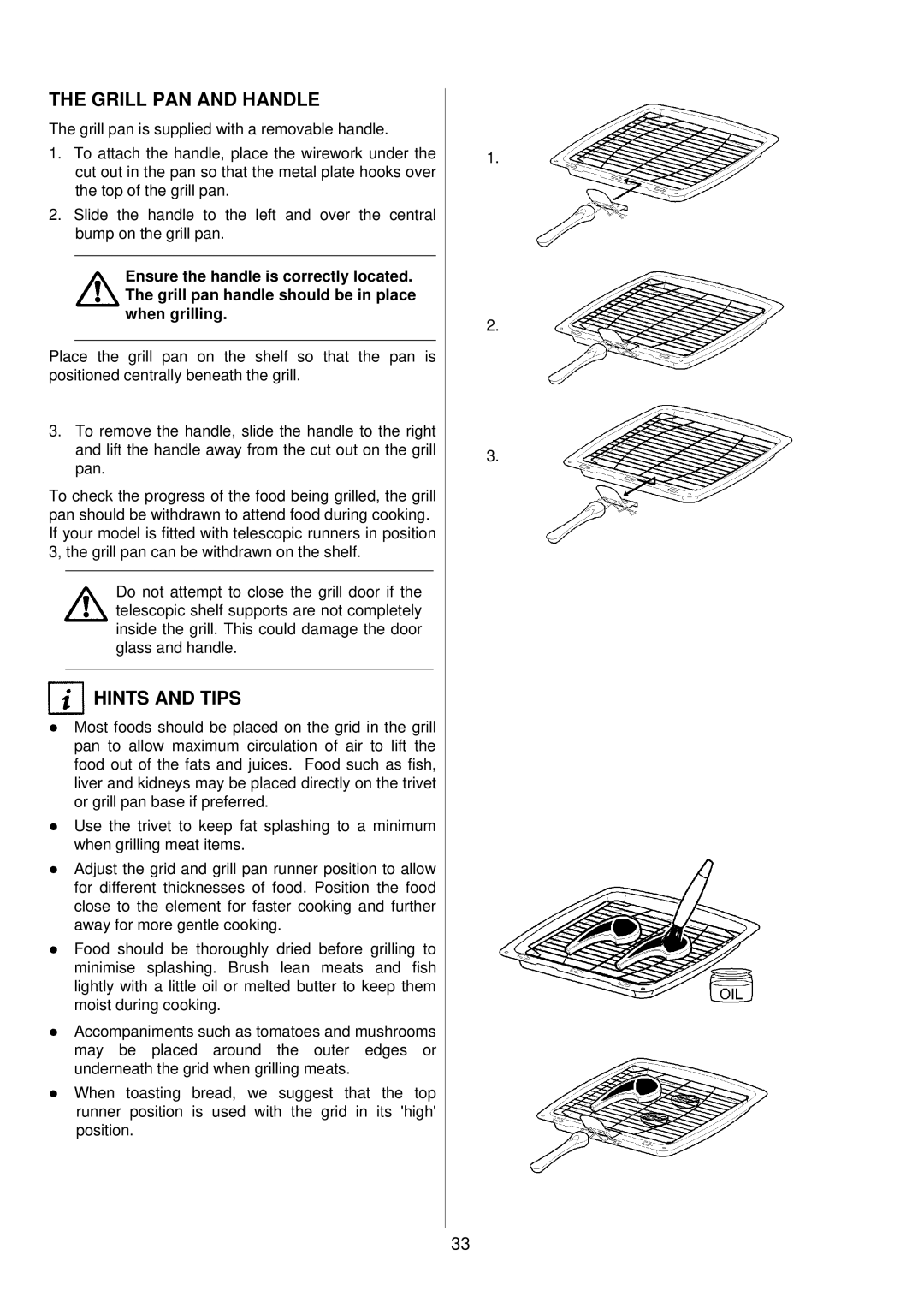 Electrolux D81005, D81000 installation instructions Grill PAN and Handle 