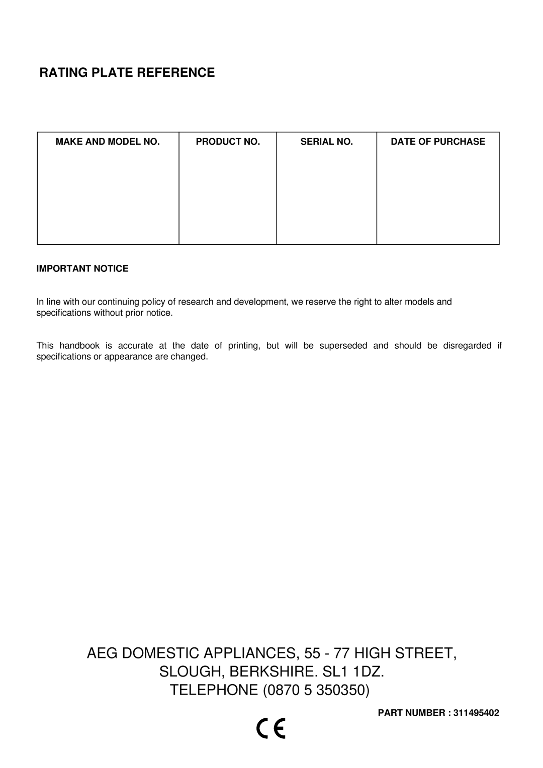 Electrolux D81005, D81000 installation instructions Telephone 0870 5 