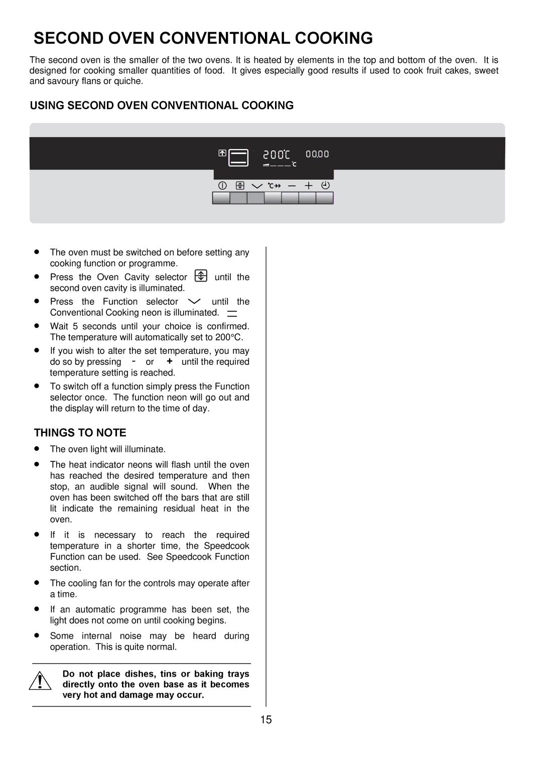 Electrolux D8800-4 operating instructions Using Second Oven Conventional Cooking 