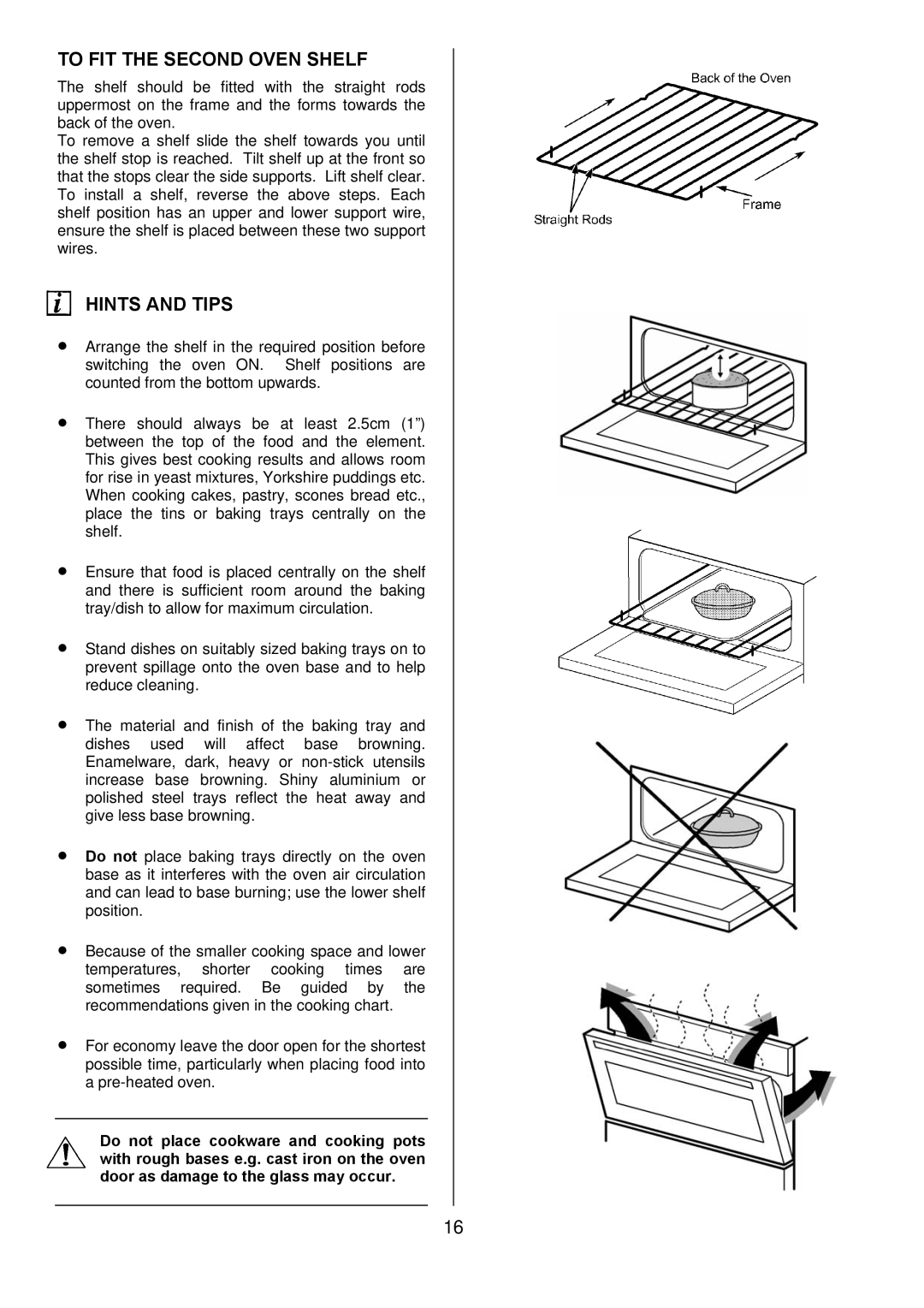 Electrolux D8800-4 operating instructions To FIT the Second Oven Shelf, Hints and Tips 