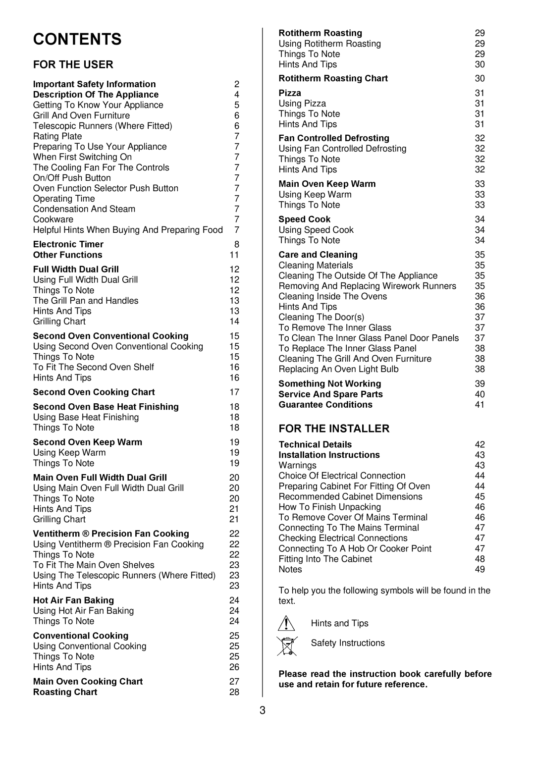 Electrolux D8800-4 operating instructions Contents 