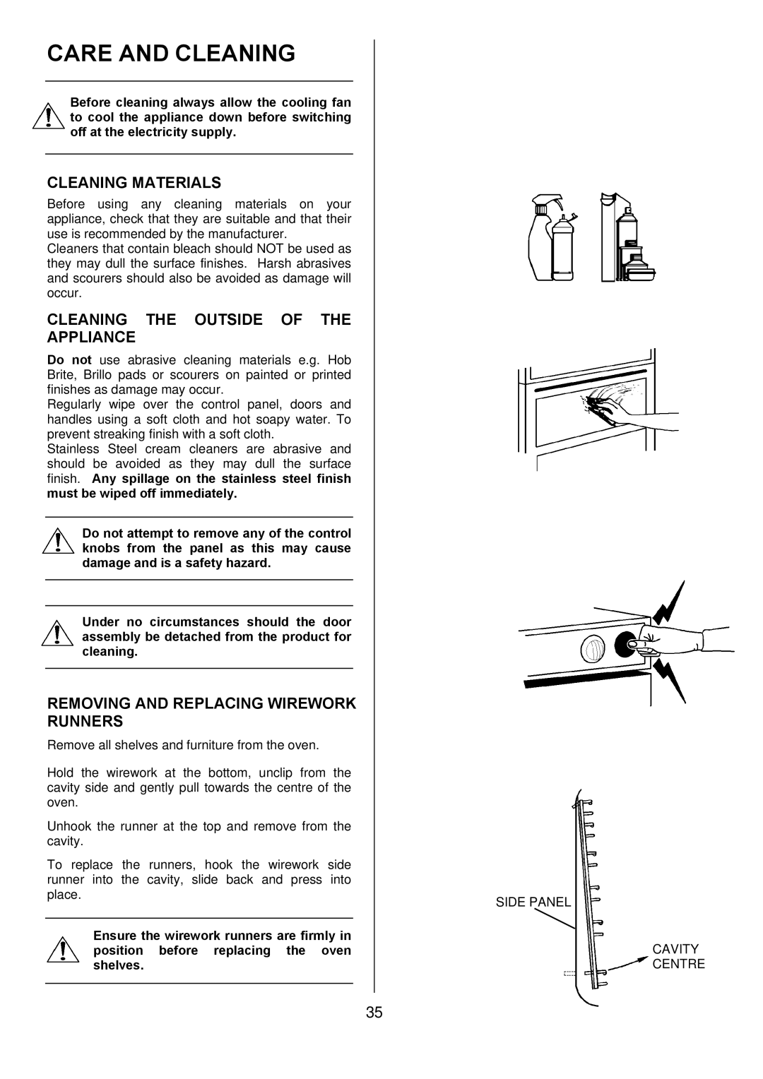 Electrolux D8800-4 operating instructions Care and Cleaning, Cleaning Materials, Cleaning the Outside of the Appliance 