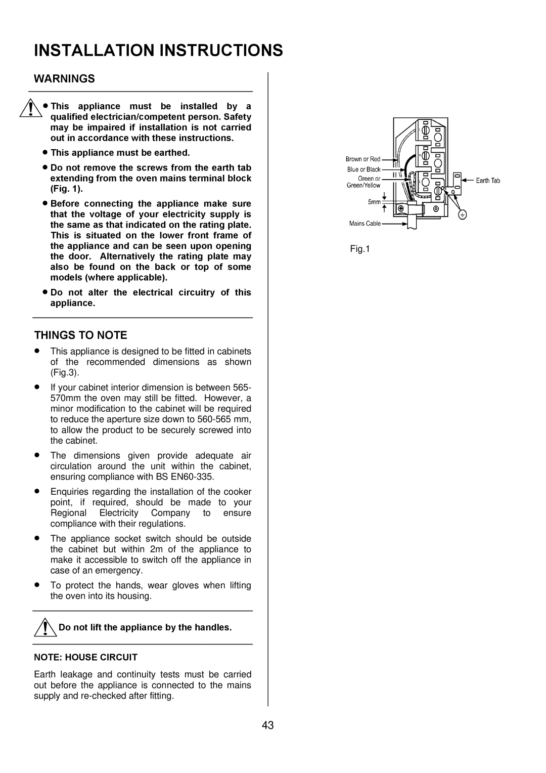 Electrolux D8800-4 operating instructions Installation Instructions, Do not lift the appliance by the handles 