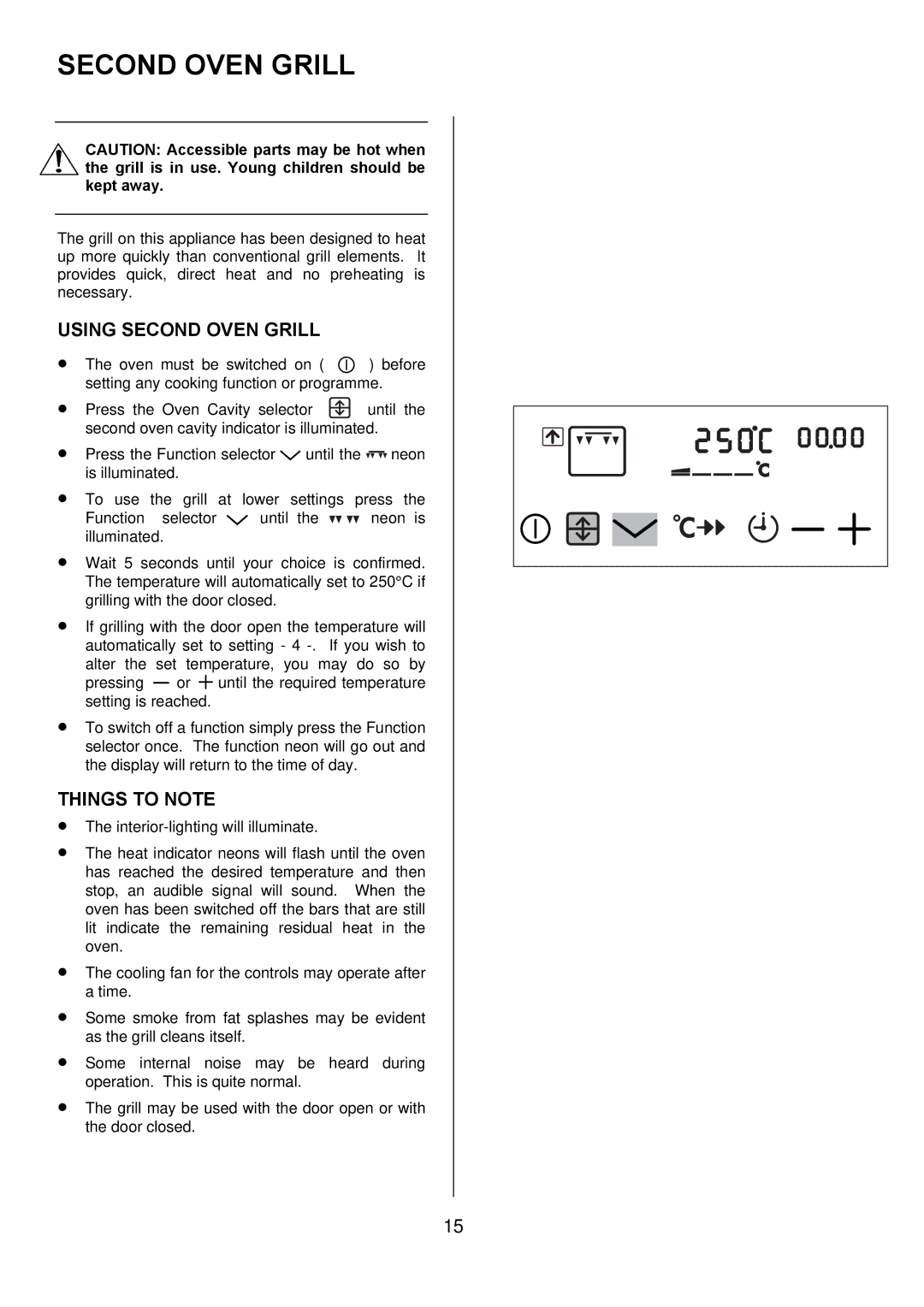 Electrolux D98000VF operating instructions Using Second Oven Grill 