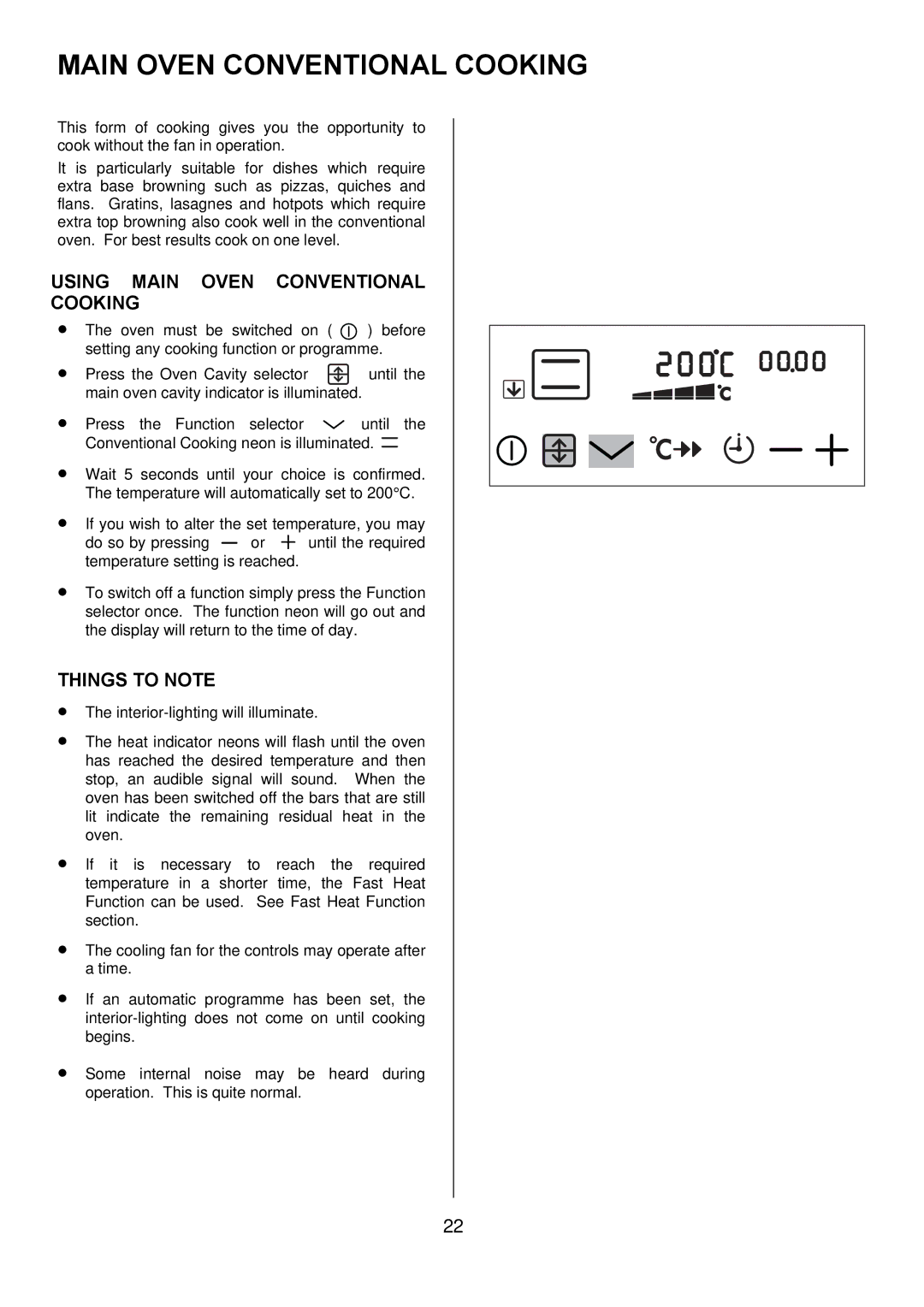 Electrolux D98000VF operating instructions Using Main Oven Conventional Cooking 