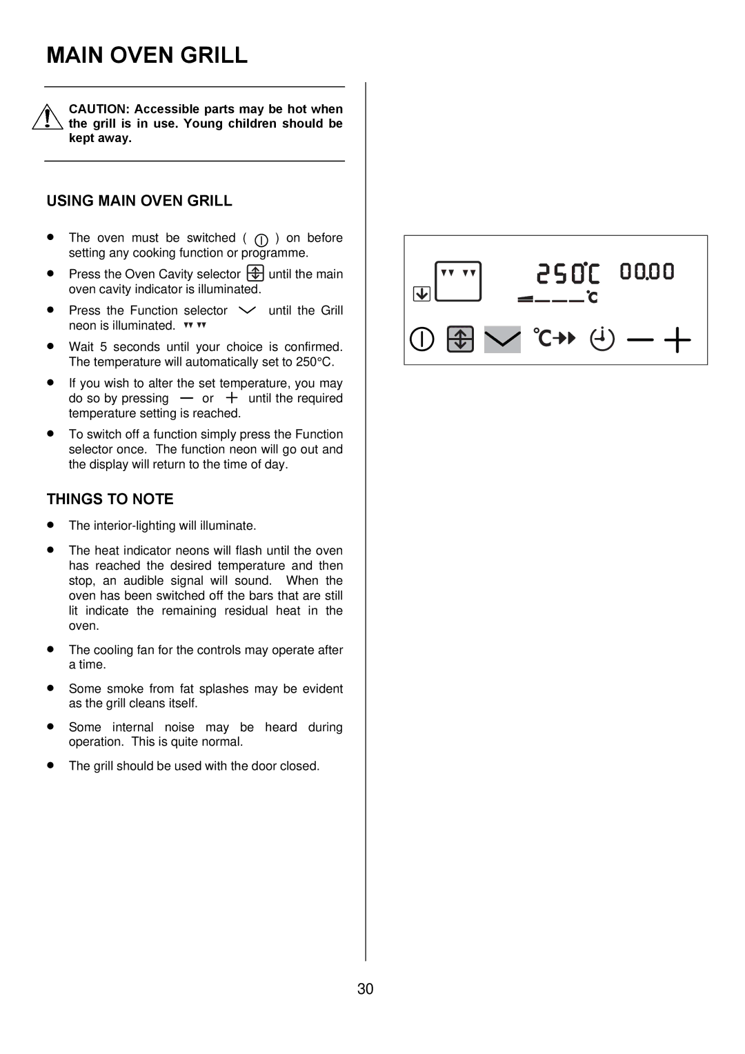 Electrolux D98000VF operating instructions Using Main Oven Grill 