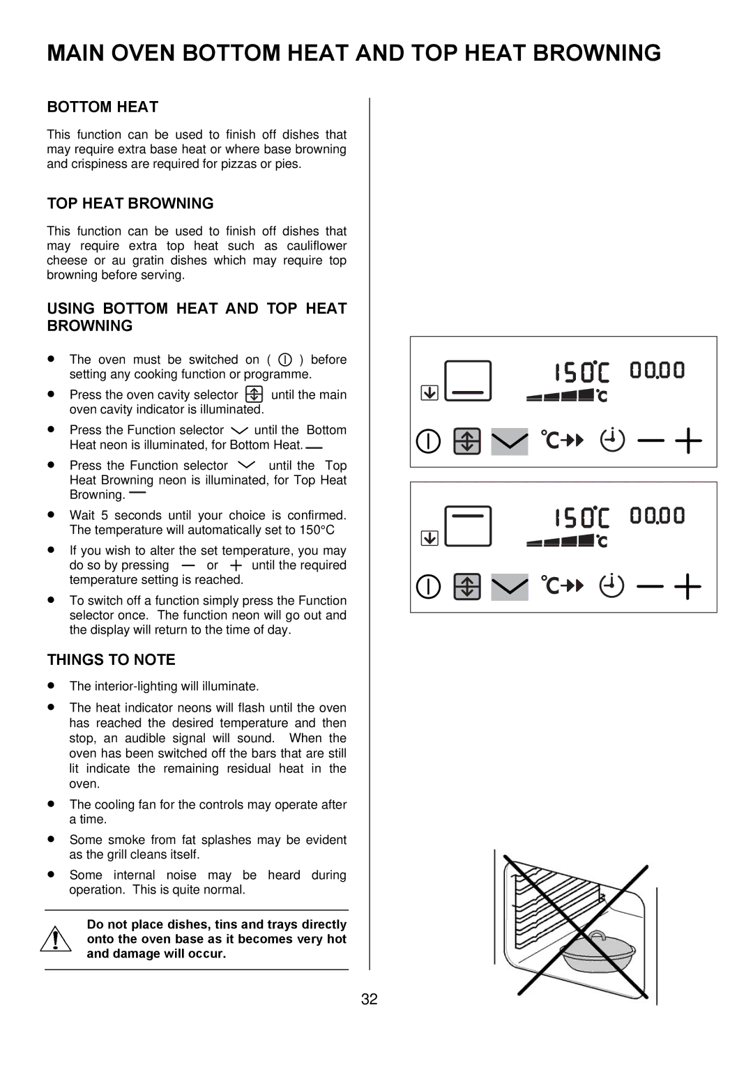 Electrolux D98000VF Main Oven Bottom Heat and TOP Heat Browning, Using Bottom Heat and TOP Heat Browning 