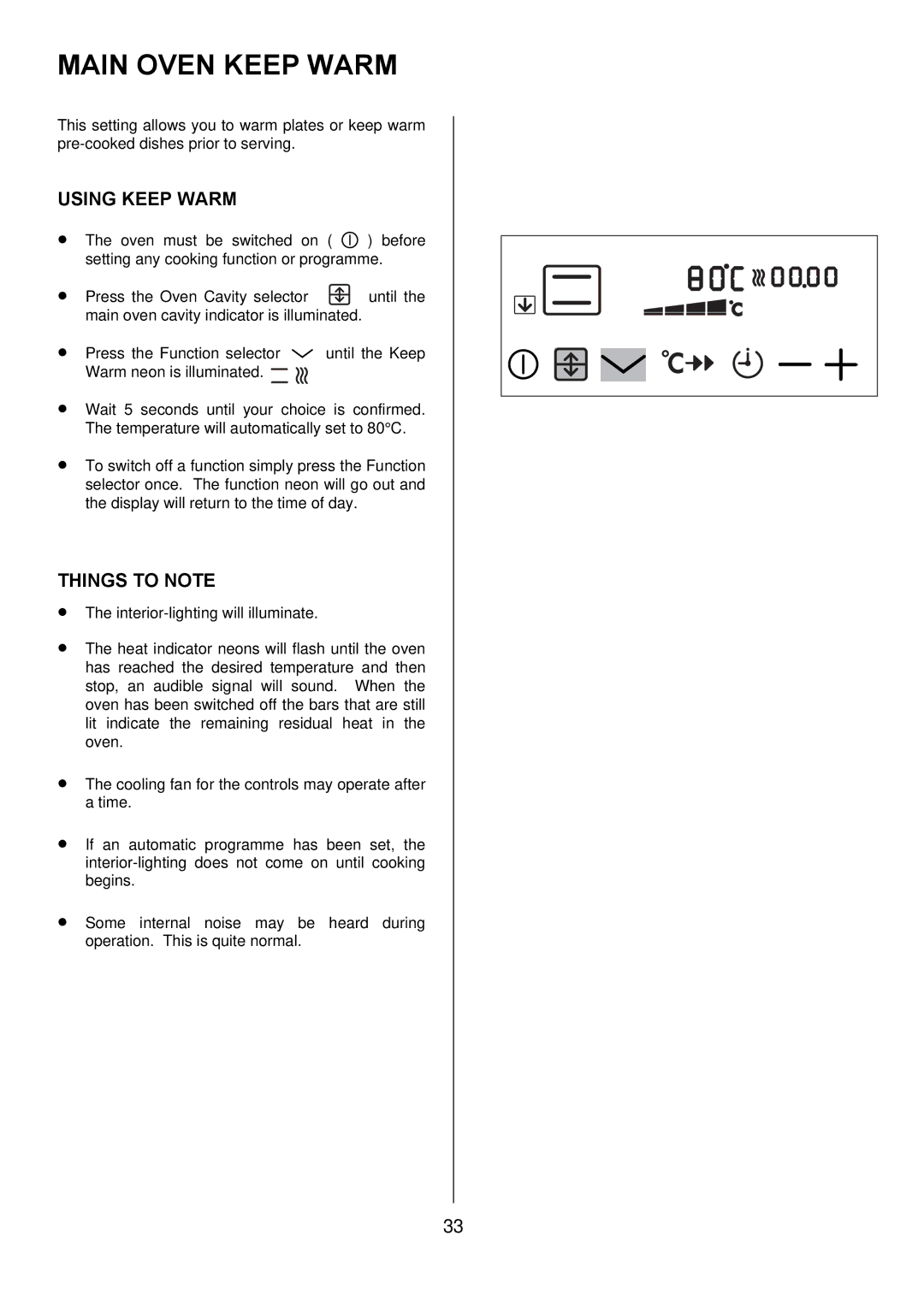 Electrolux D98000VF operating instructions Main Oven Keep Warm, Using Keep Warm 