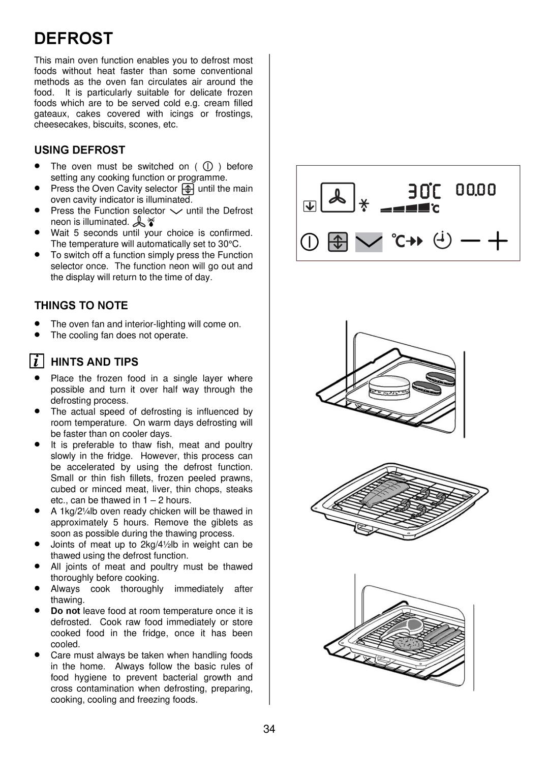 Electrolux D98000VF operating instructions Using Defrost 