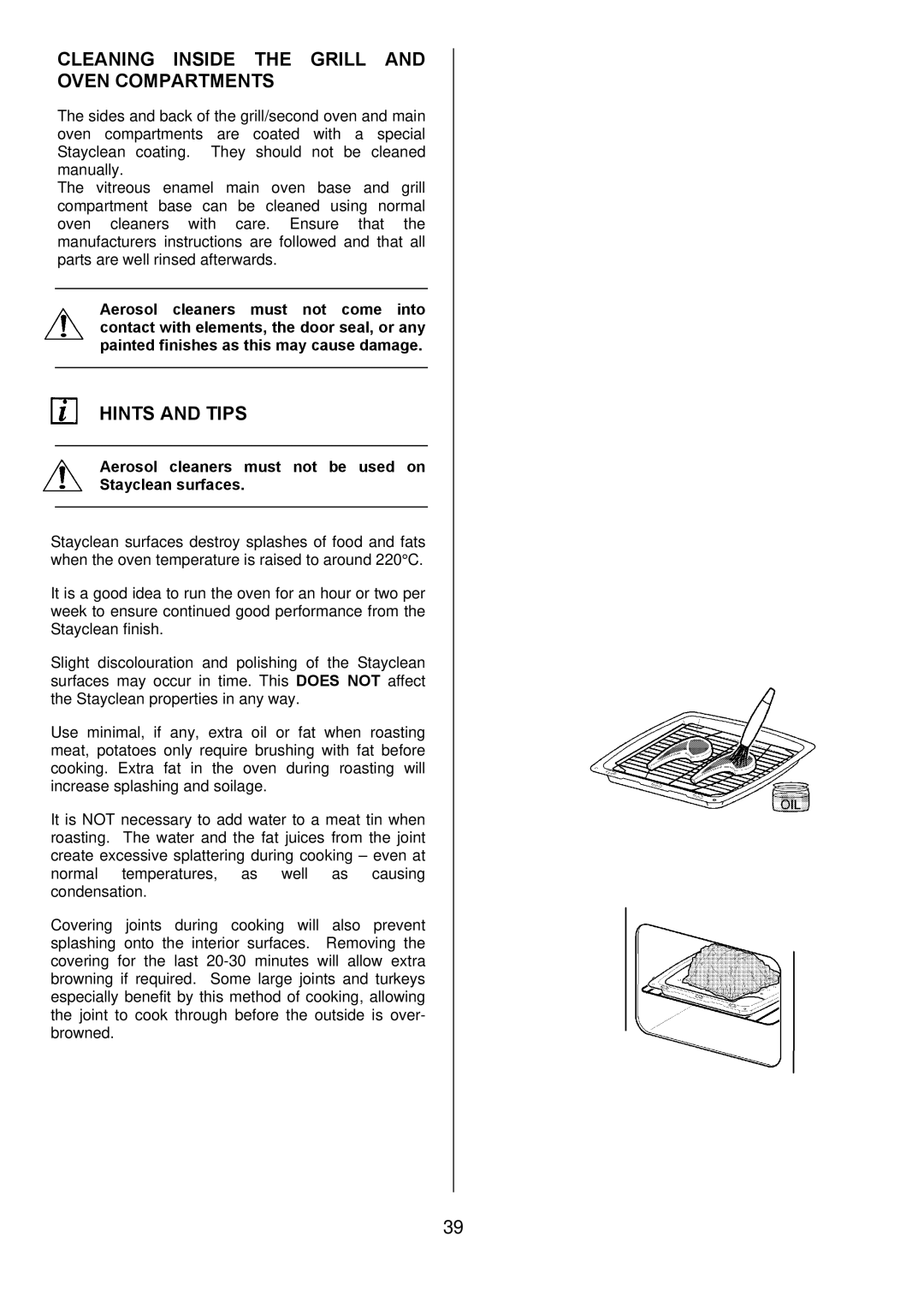 Electrolux D98000VF operating instructions Cleaning Inside the Grill and Oven Compartments 