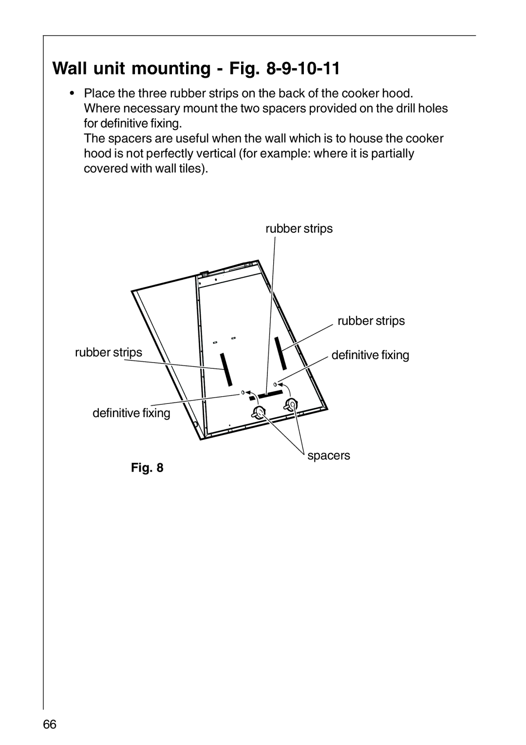 Electrolux DD 8794, CHDD 8795 installation instructions Wall unit mounting Fig 