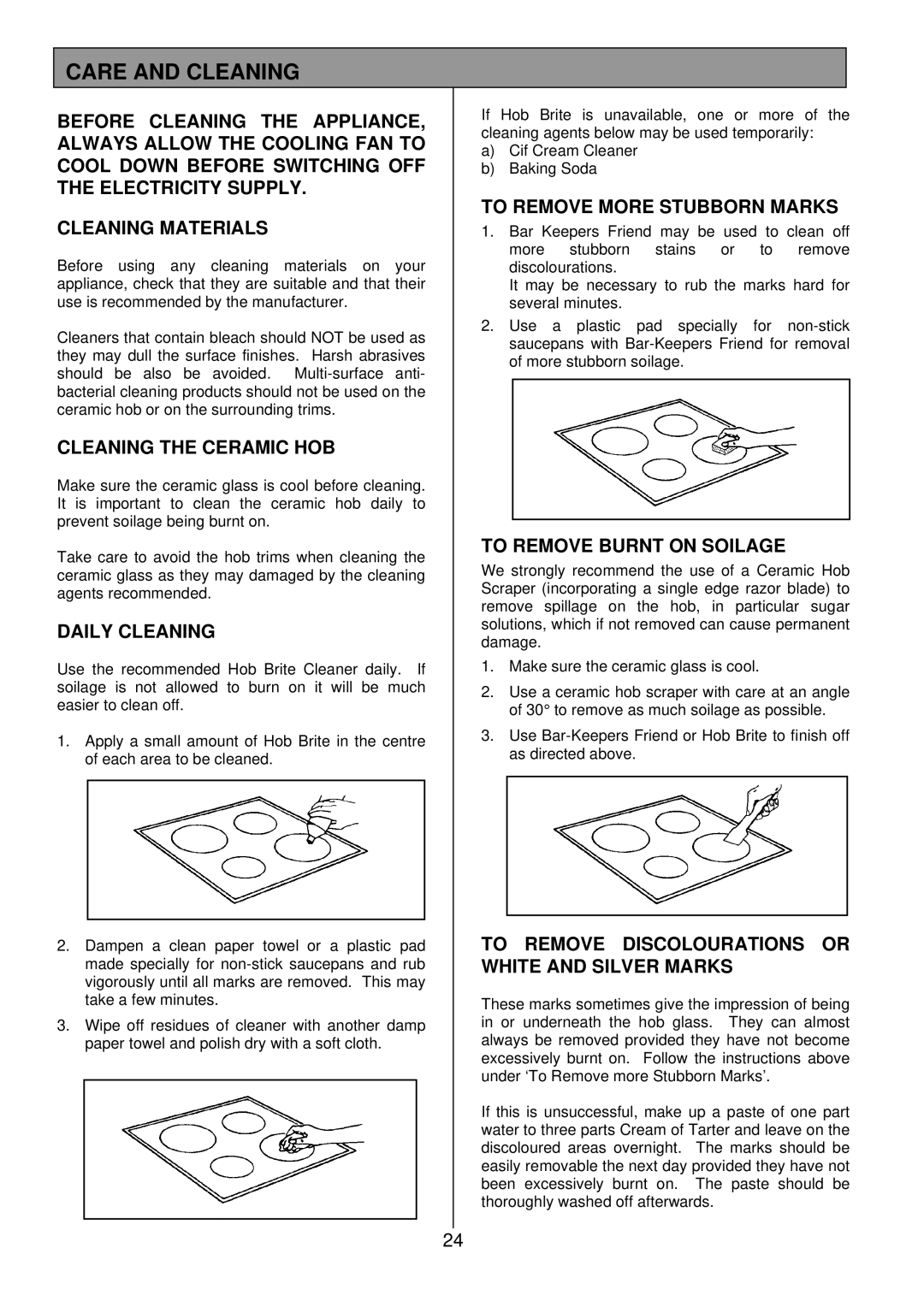 Electrolux DDO60CE manual Care and Cleaning 