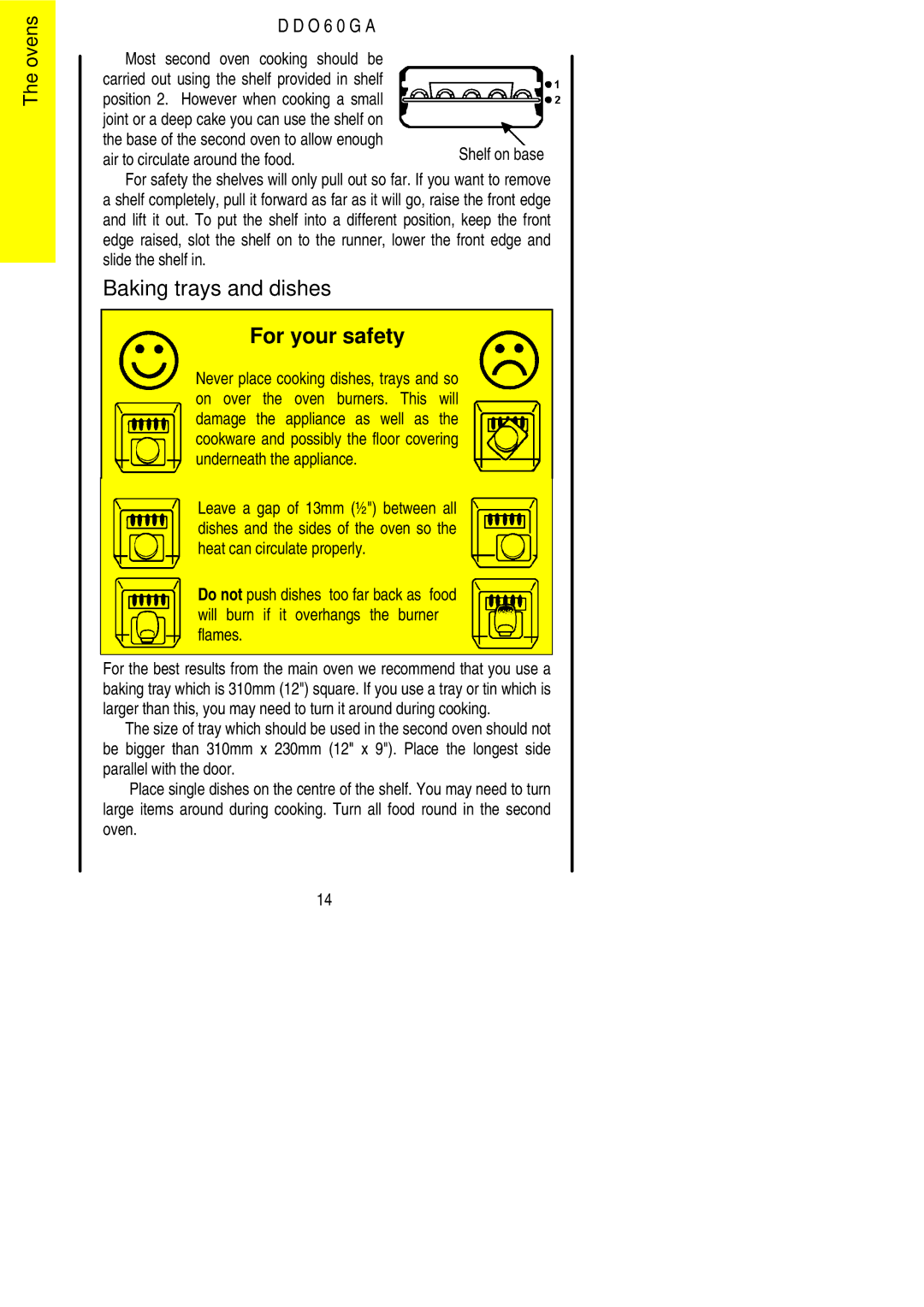 Electrolux DDO60GA manual Baking trays and dishes, For your safety 