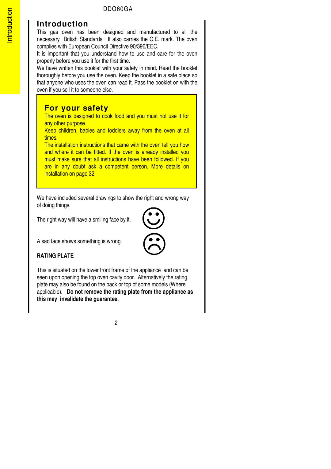 Electrolux DDO60GA manual Introduction, For your safety 