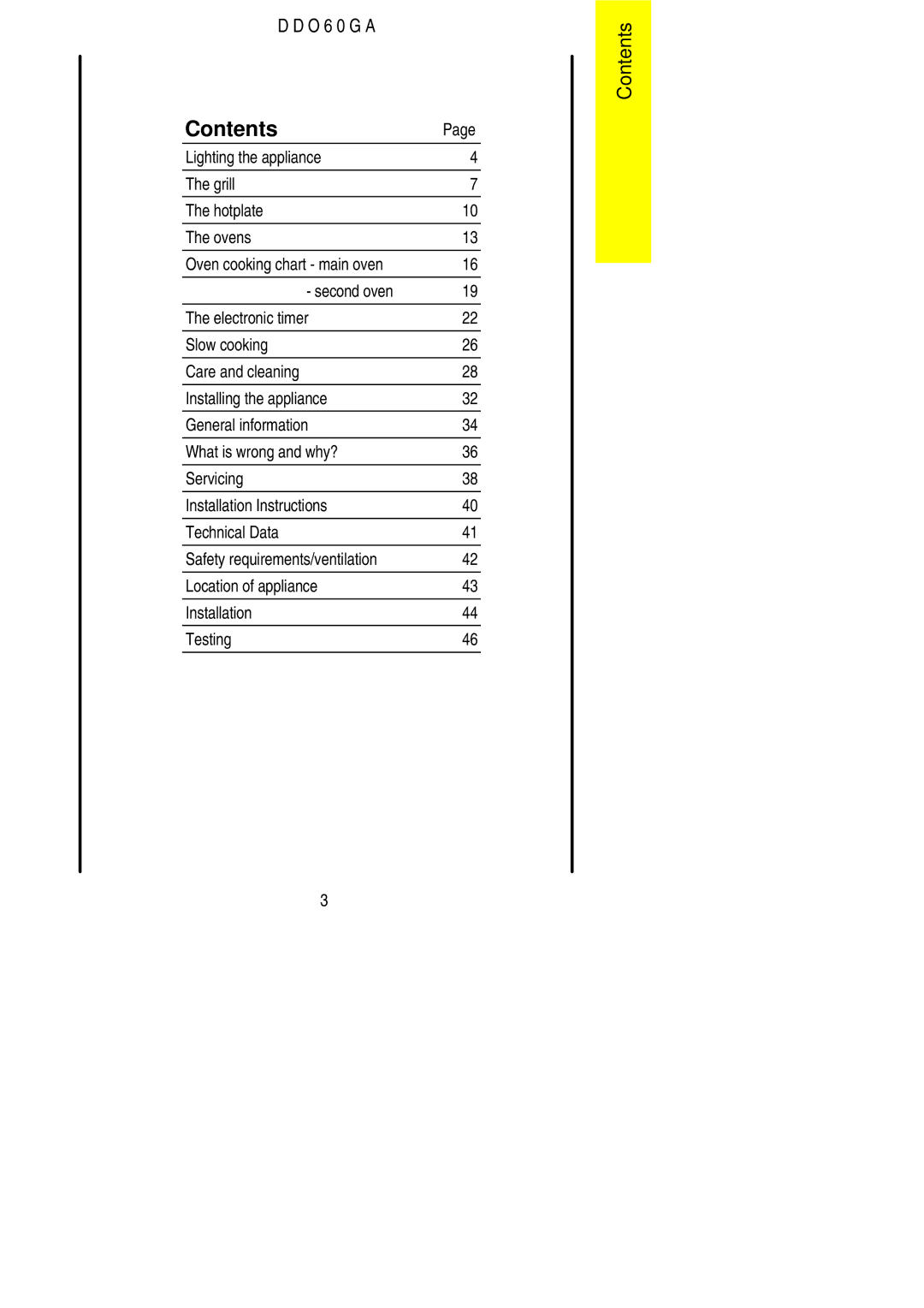 Electrolux DDO60GA manual Contents 