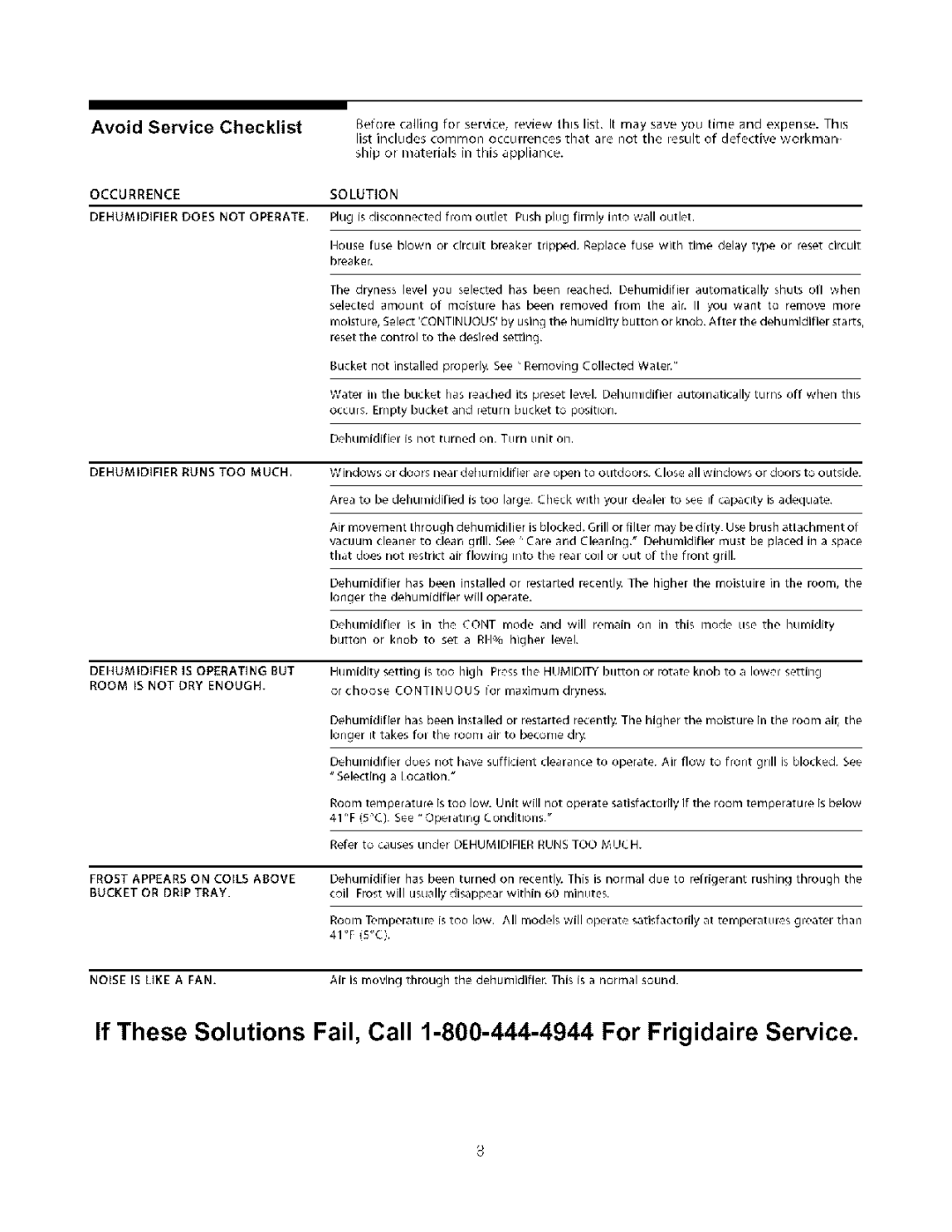 Electrolux warranty Solution, Dehumidifier Runs TOO Much 