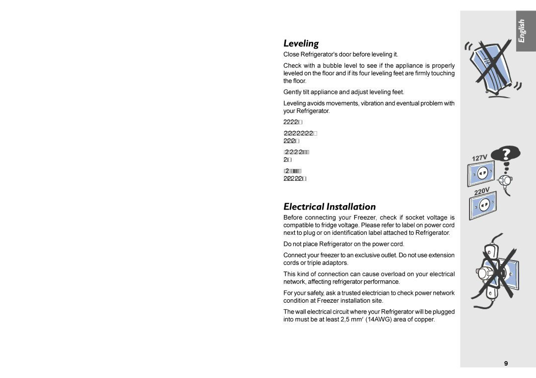 Electrolux DF36 manual Leveling, Electrical Installation 