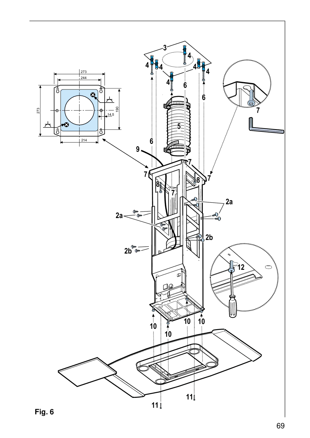 Electrolux CHDI 8610 installation instructions 273 244 190 14,5 214 